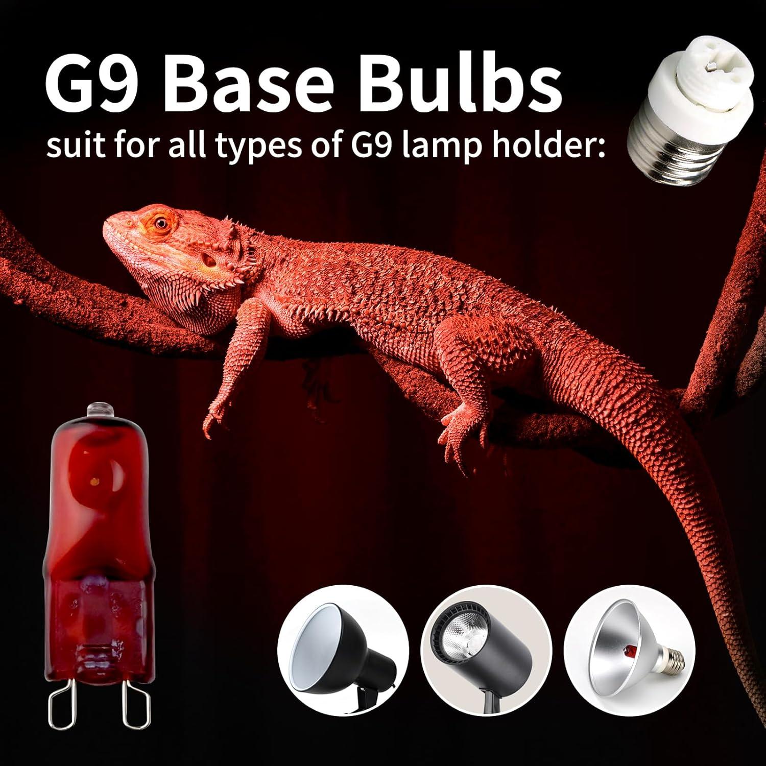 Bombillas de Calor Rojo G9 MCLANZOO 50W para Reptiles 4Pack