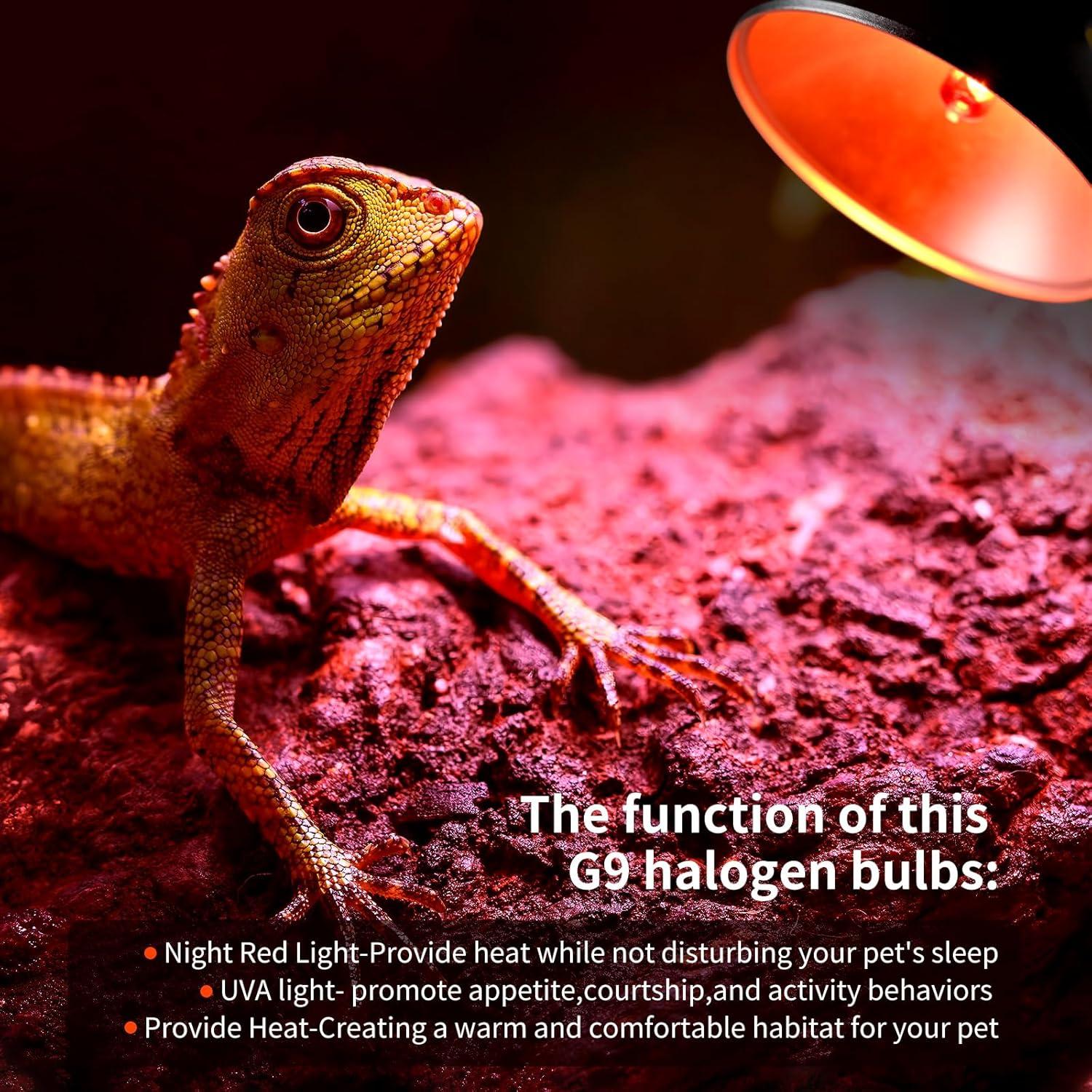 Bombillas de Calor Rojo G9 MCLANZOO 50W para Reptiles 4Pack