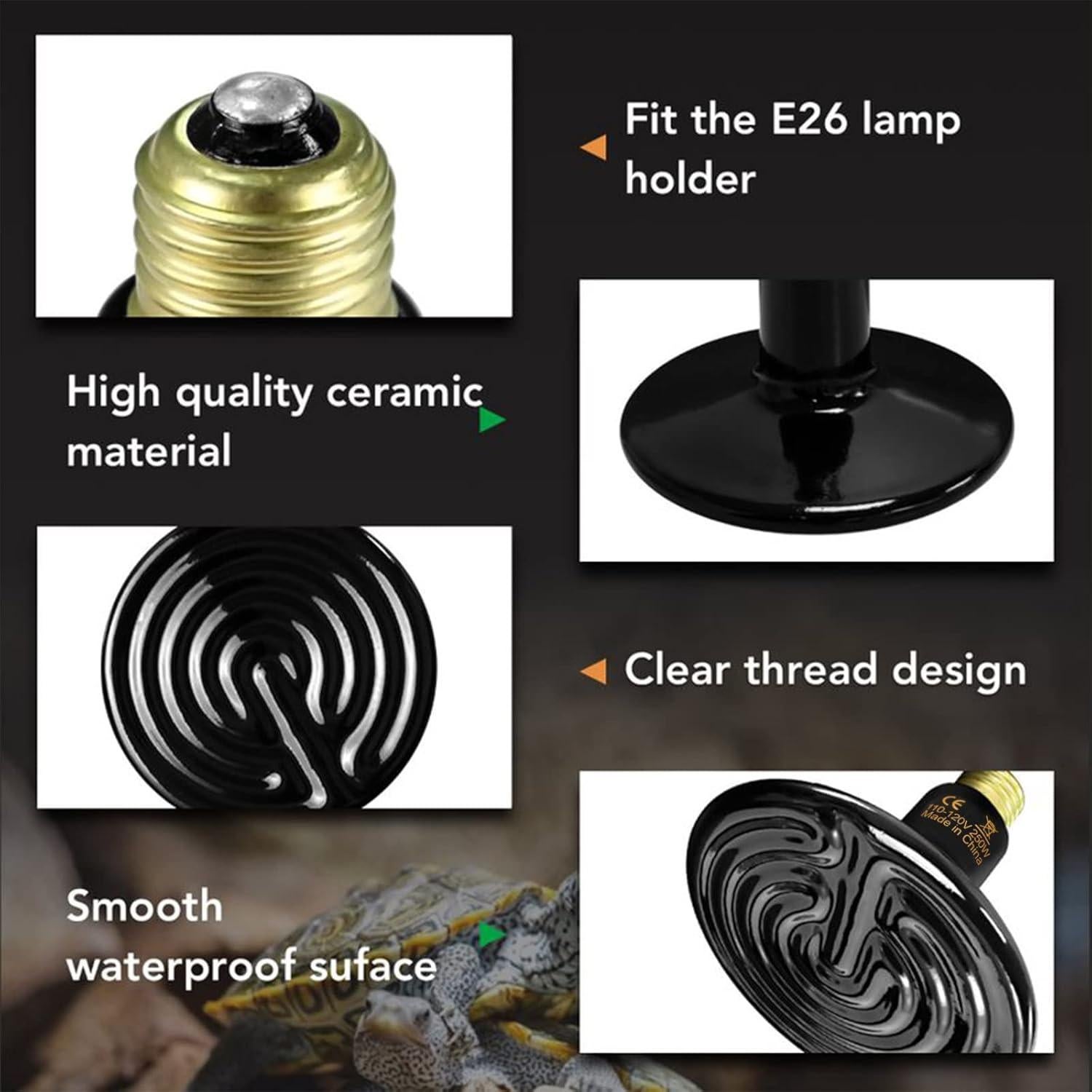 Emisor de Calor Cerámico Simple Deluxe 250W para Reptiles