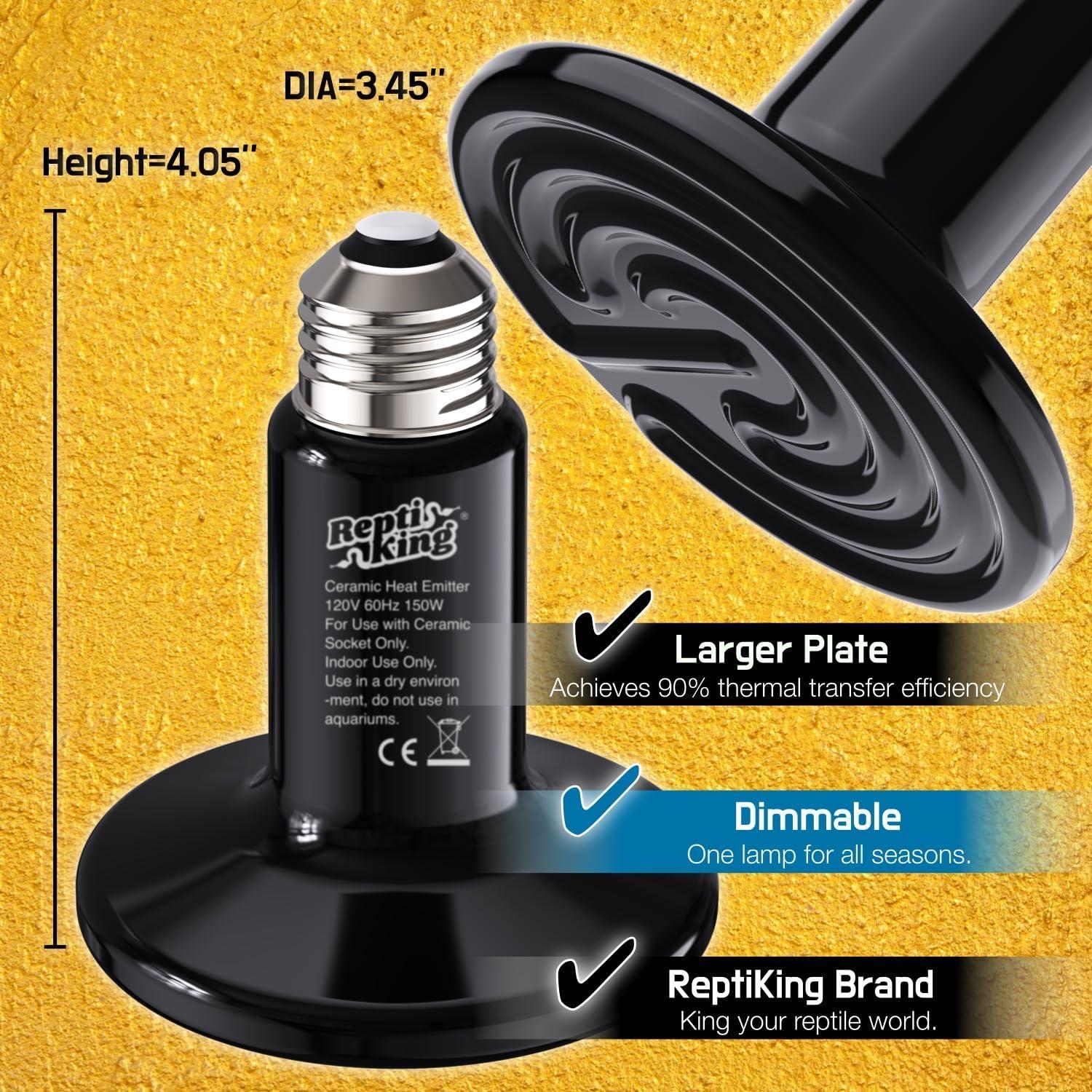 Emisor de Calor Cerámico 150W ReptiKing para Reptiles y Aves