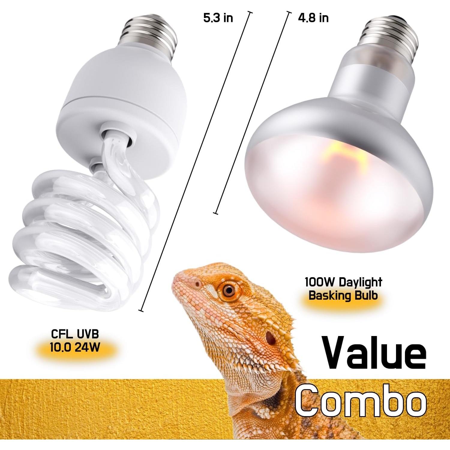 Combo Bombillas de Calor 100W y UVB 10.0 24W ReptiKing