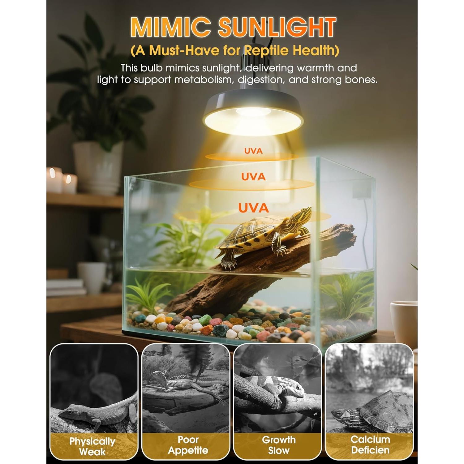 Lámpara de Calor UVA+UVB 50W EvaStary - Paquete de 4 Bombillas