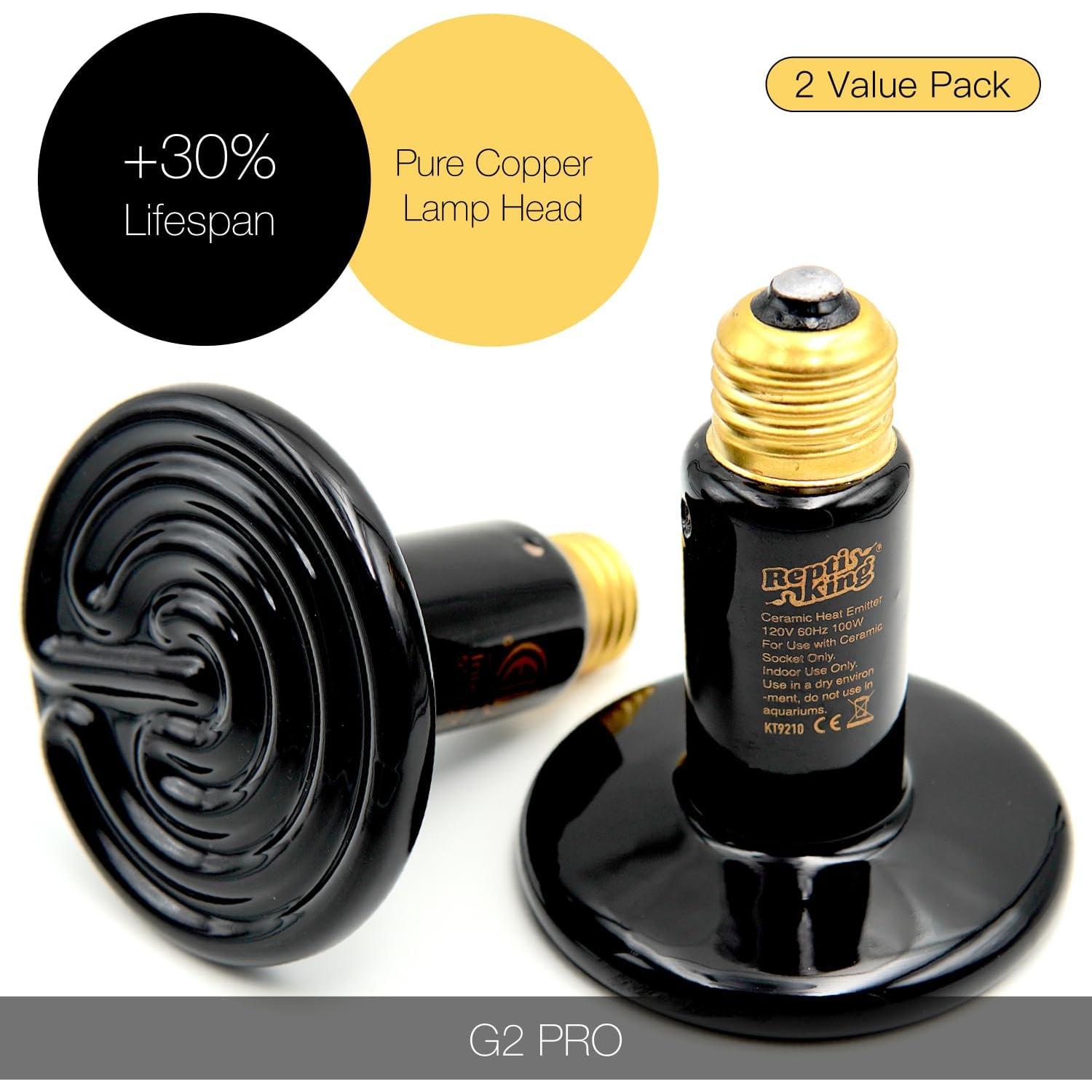 Emisor de Calor Cerámico 100W ReptiKing para Reptiles y Anfibios