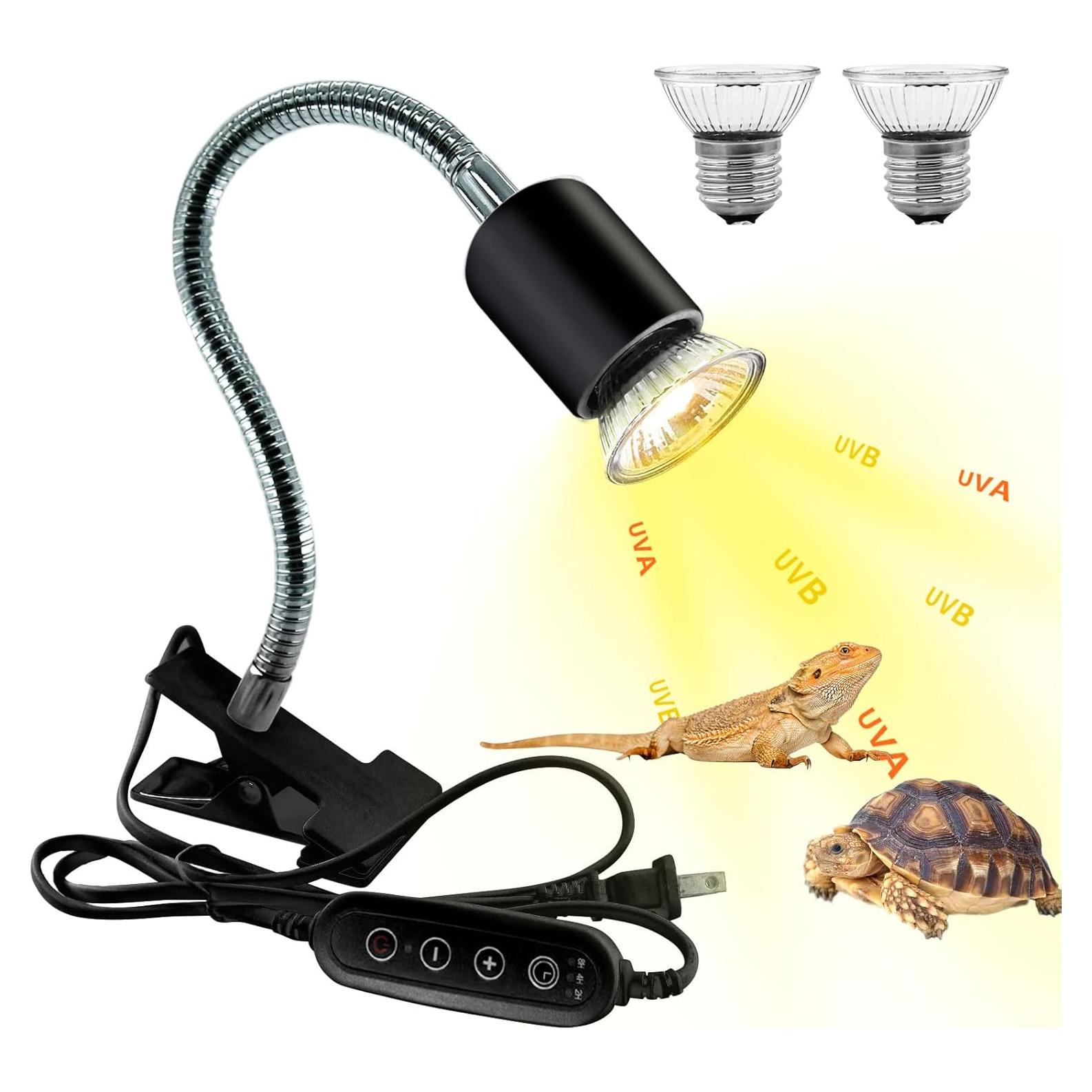 Lámpara de Calor UVA UVB para Reptiles WaazoRep con Temporizador