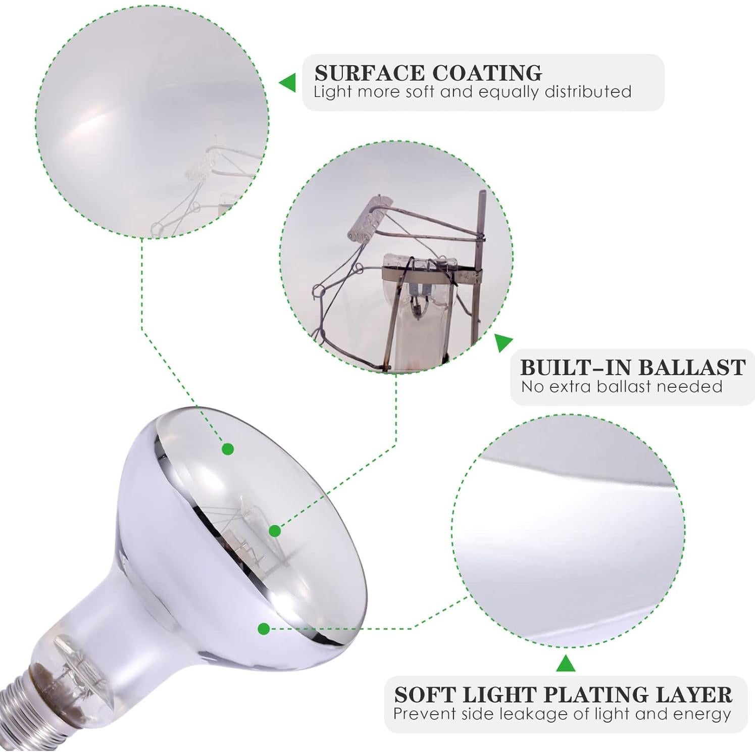 Paquete de 2 Lámparas UVB UVA 100W Lyderpet para Reptiles