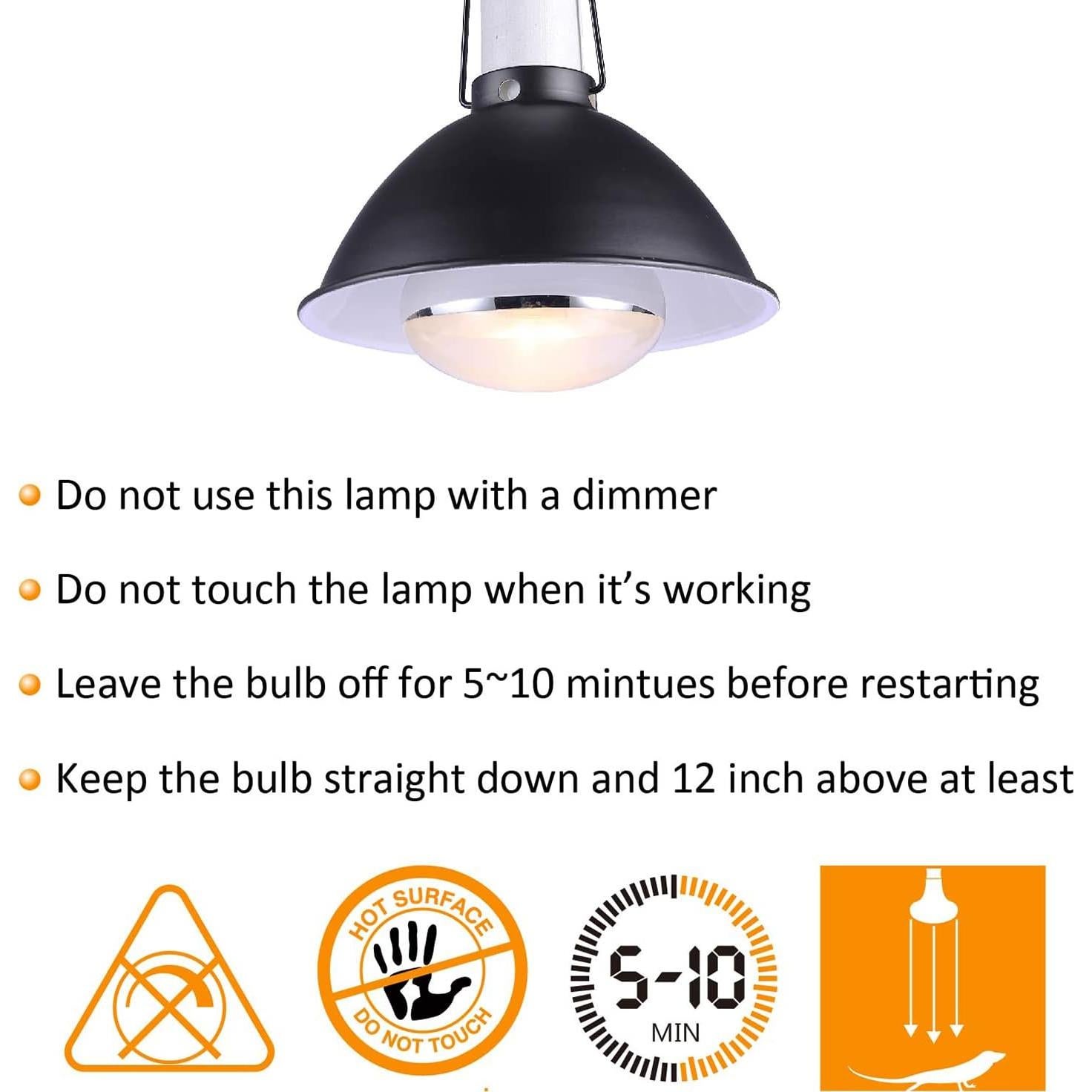 Paquete de 2 Lámparas UVB UVA 100W Lyderpet para Reptiles