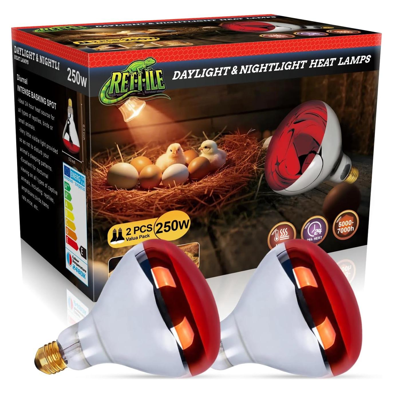 Lámpara de Calor Infrarroja MISDOOD 250W Paquete de 2