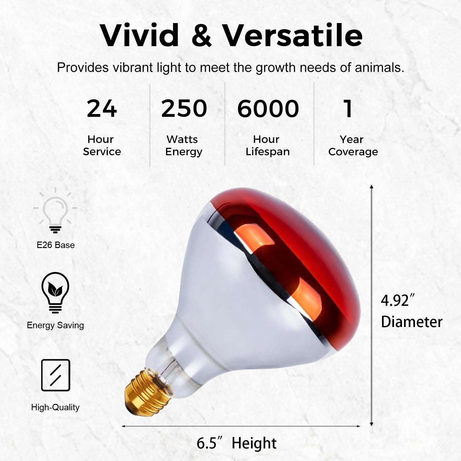 Lámpara de Calor Infrarroja MISDOOD 250W Paquete de 2