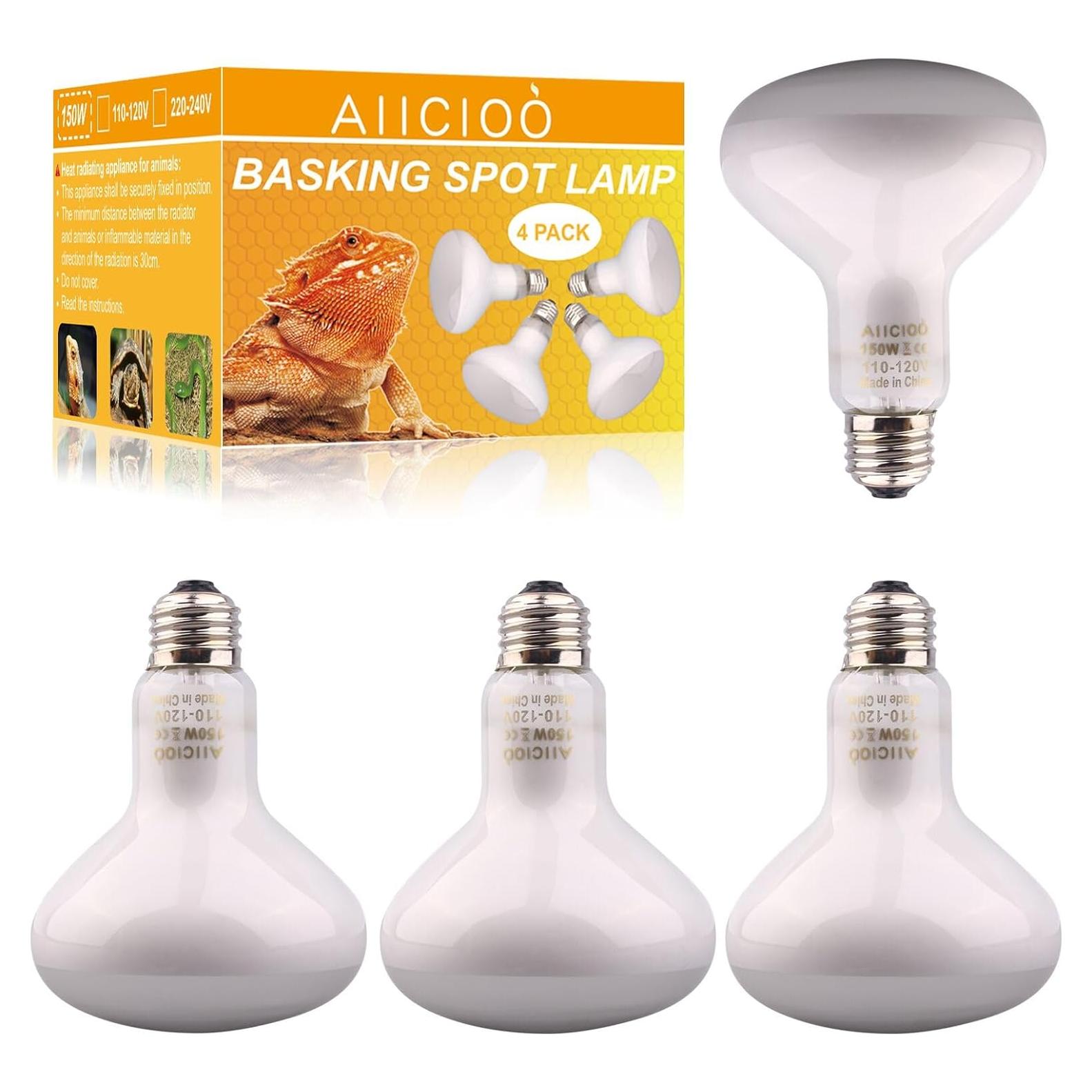 Bombilla de Calor para Reptiles AIICIOO 150W Paquete de 4