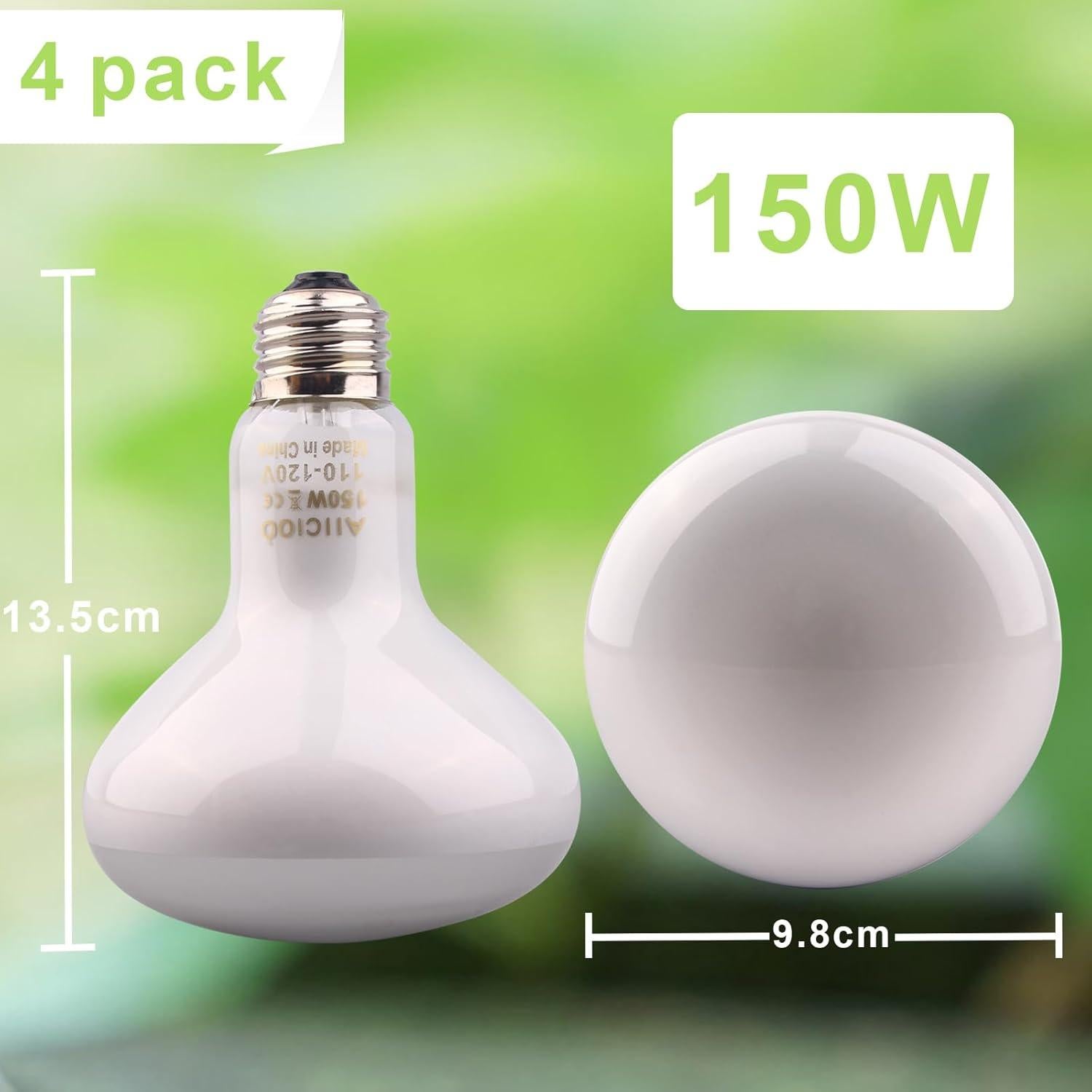 Bombilla de Calor para Reptiles AIICIOO 150W Paquete de 4