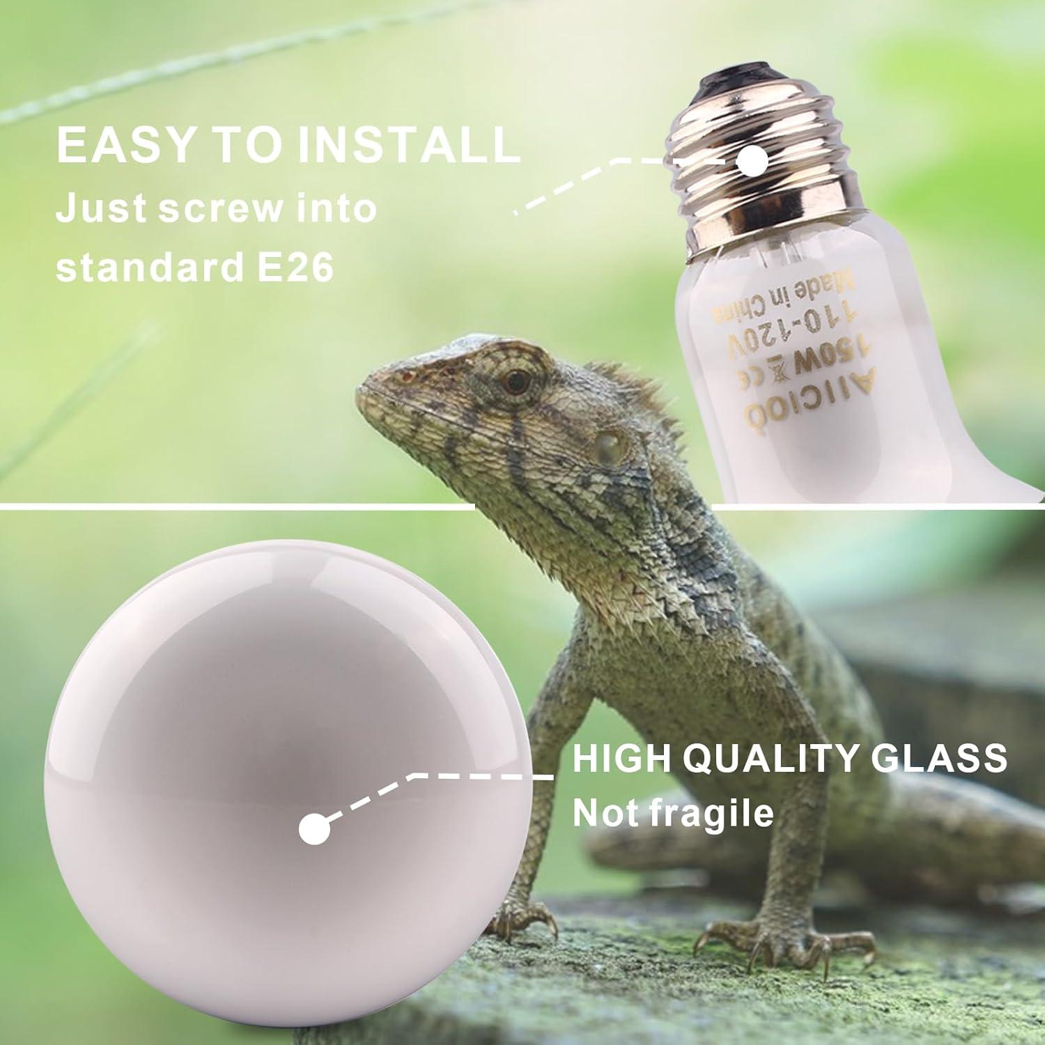 Bombilla de Calor para Reptiles AIICIOO 150W Paquete de 4