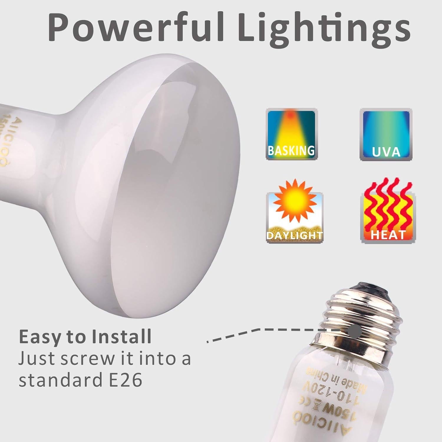 Bombilla de Calor para Reptiles AIICIOO 150W Paquete de 4