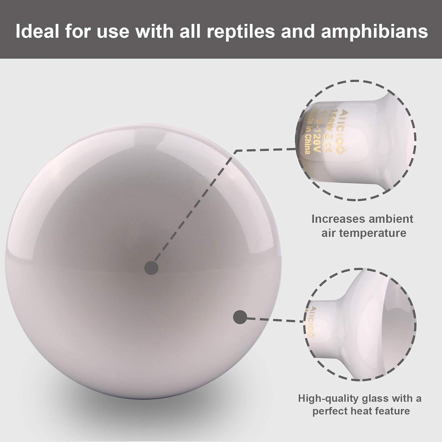 Bombilla de Calor para Reptiles AIICIOO 150W Paquete de 4