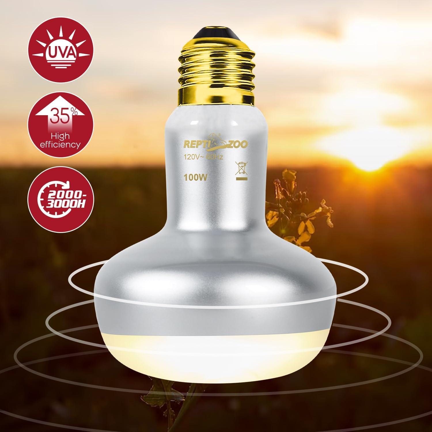 Lámpara de Calor UVA 100W y UVB 26W REPTIZOO para Reptiles