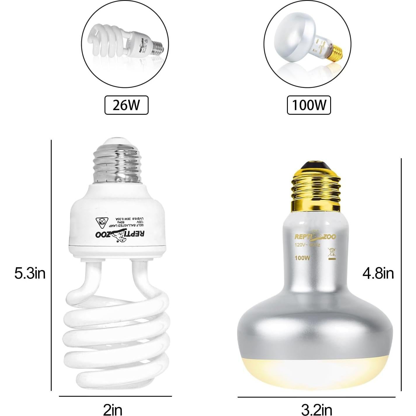 Lámpara de Calor UVA 100W y UVB 26W REPTIZOO para Reptiles