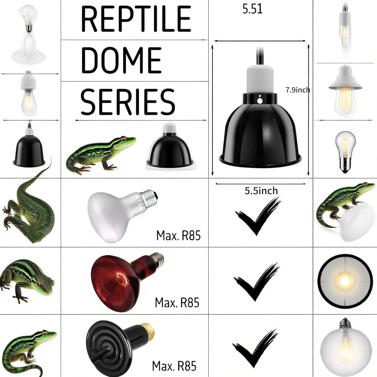 Lámpara para Reptiles 2-Pack AlxamolTools 13.97cm 150W