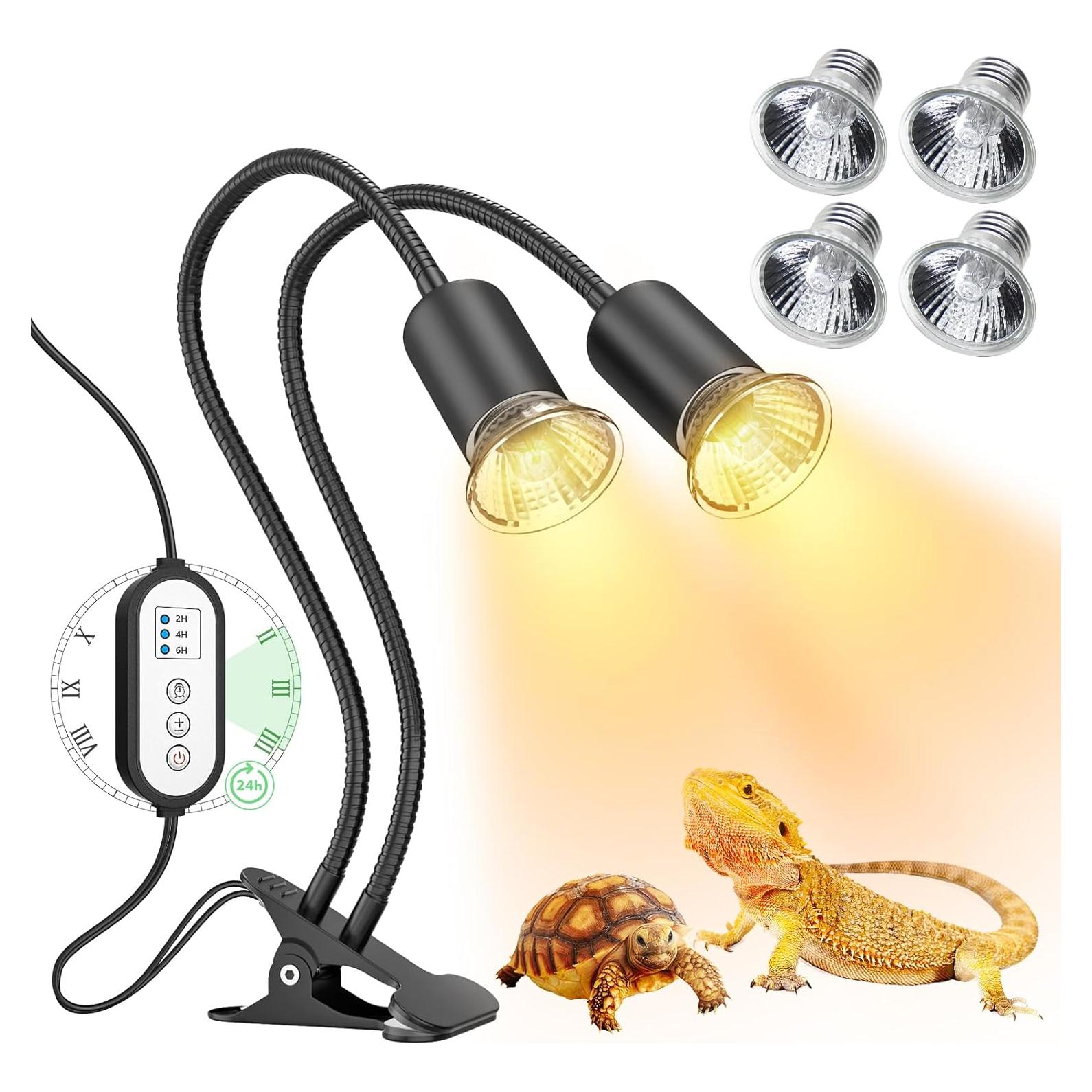 Lámpara de Calor para Reptiles DTZY con Temporizador y 4 Bombillas