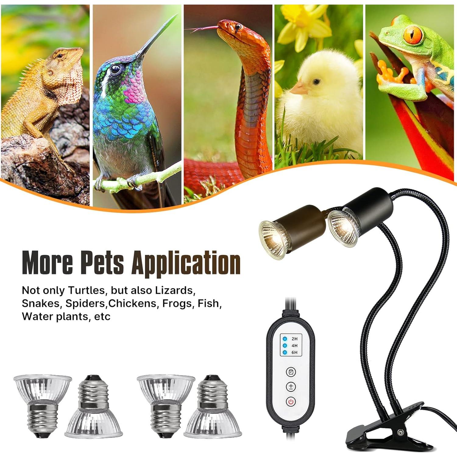 Lámpara de Calor para Reptiles DTZY con Temporizador y 4 Bombillas