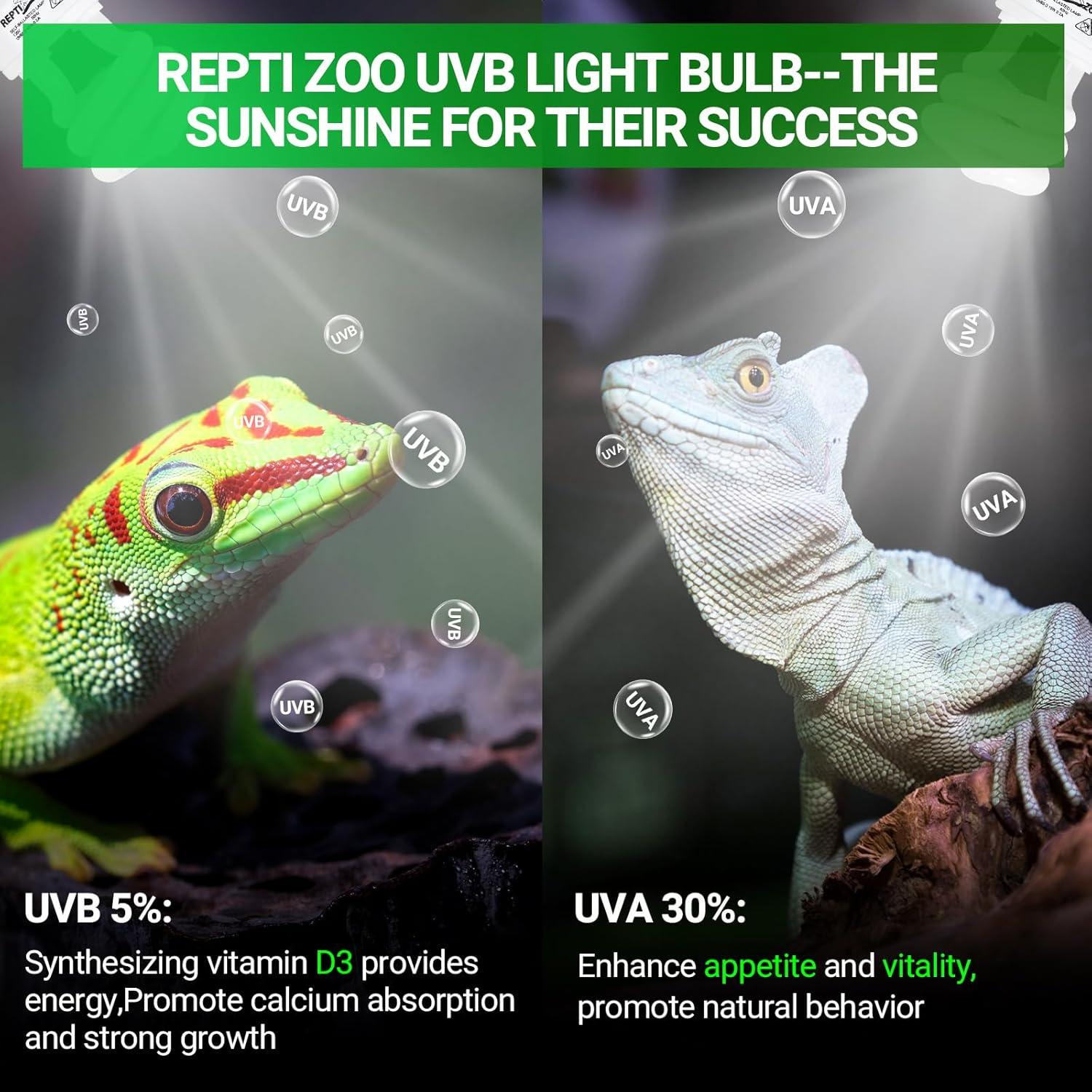Luz UVB REPTI ZOO 5.0 15W para Reptiles Tropicales - Paquete de 2