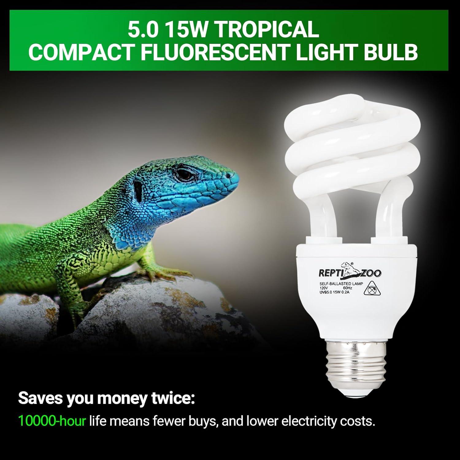 Luz UVB REPTI ZOO 5.0 15W para Reptiles Tropicales - Paquete de 2
