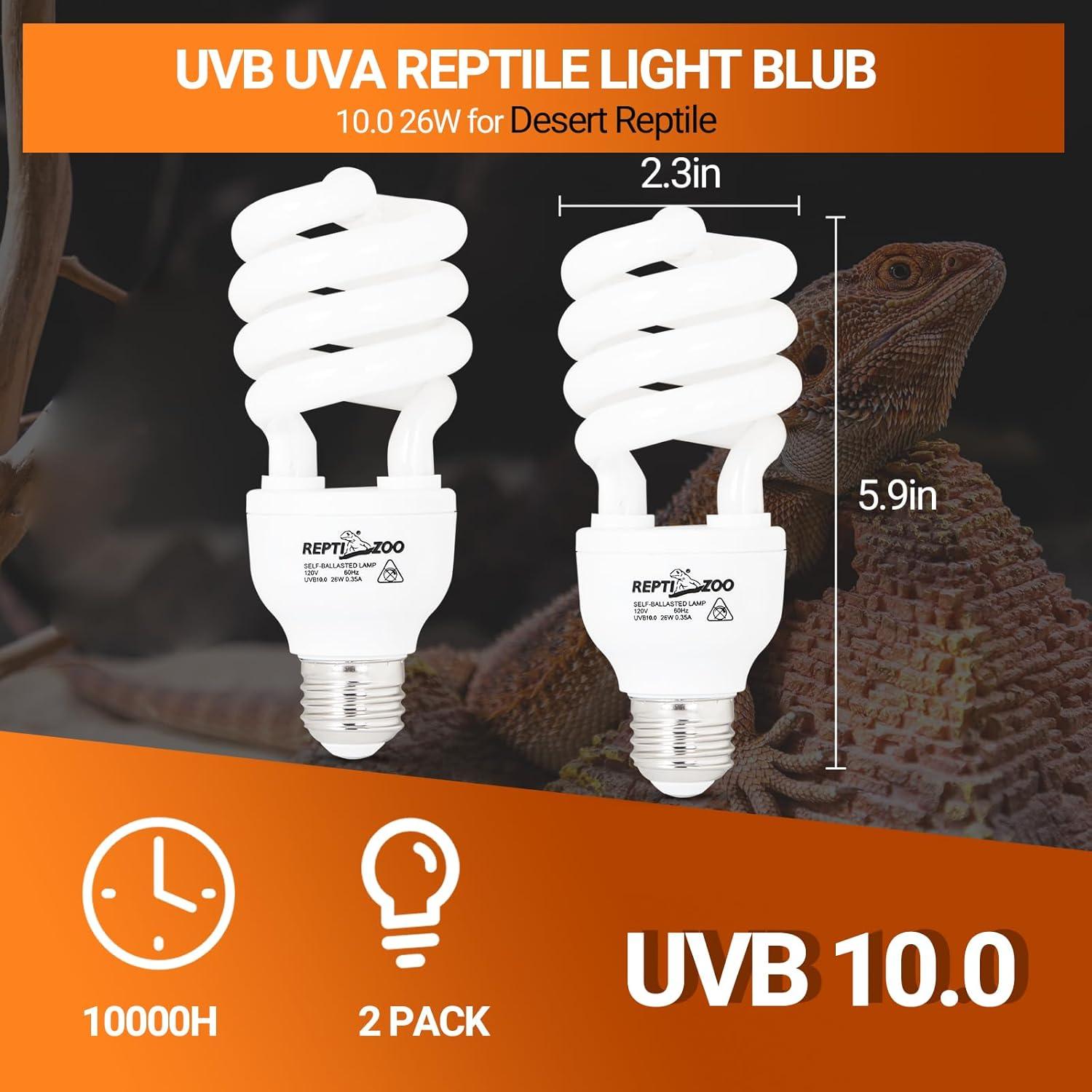 Luz UVB REPTI ZOO 10.0 26W para Reptiles - Paquete Doble