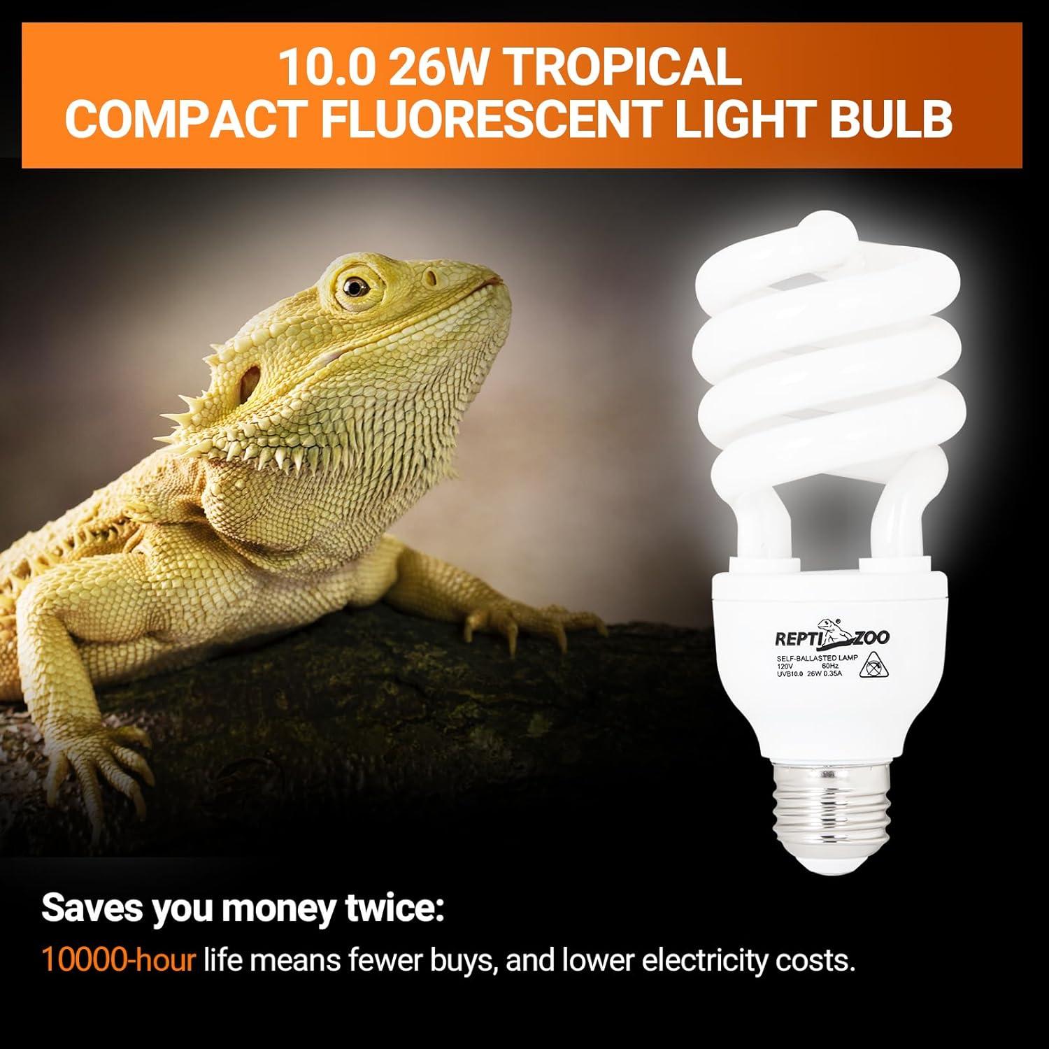 Luz UVB REPTI ZOO 10.0 26W para Reptiles - Paquete Doble