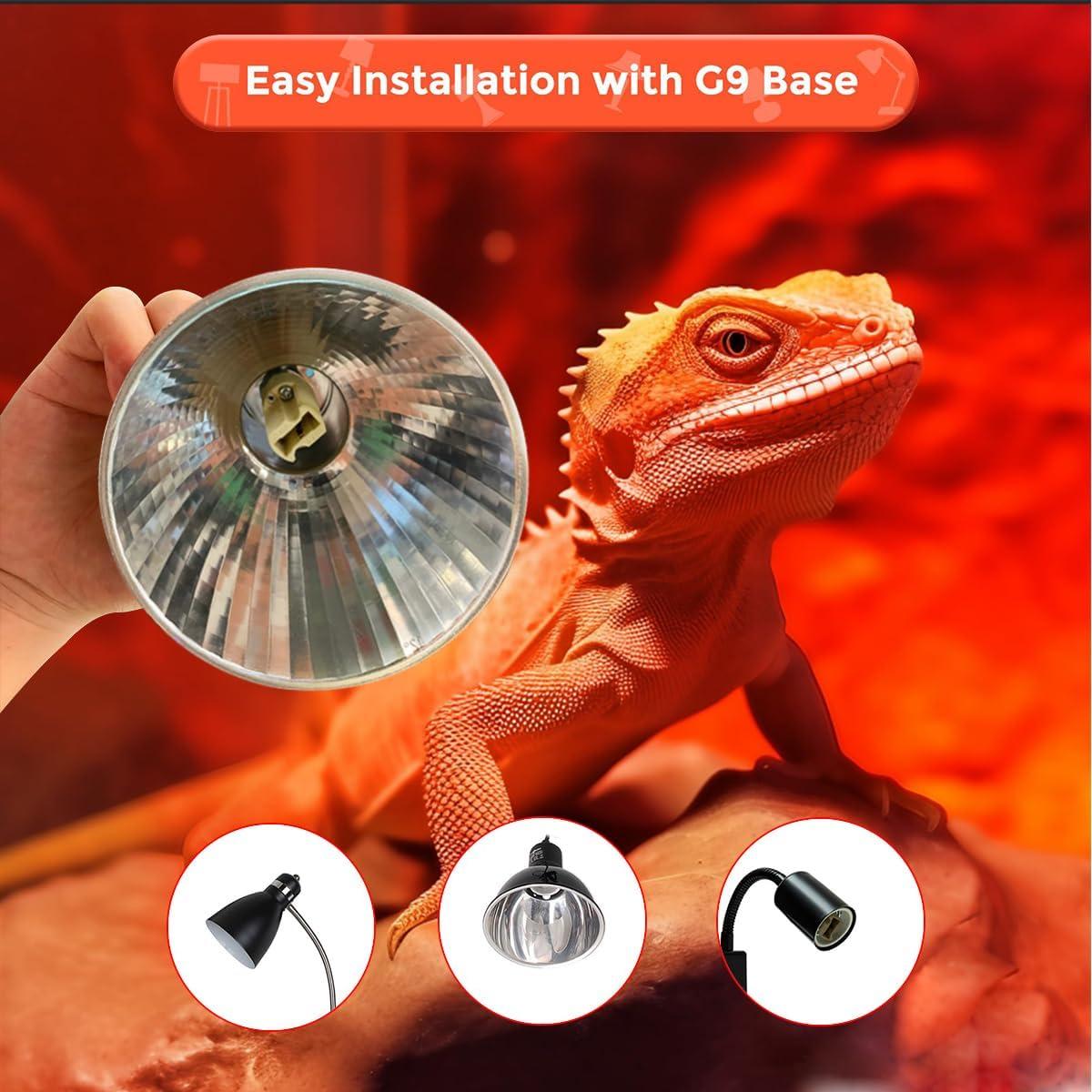 Bombillas de Calor para Reptiles Vinaco G9 50W Regulables UVA UVB