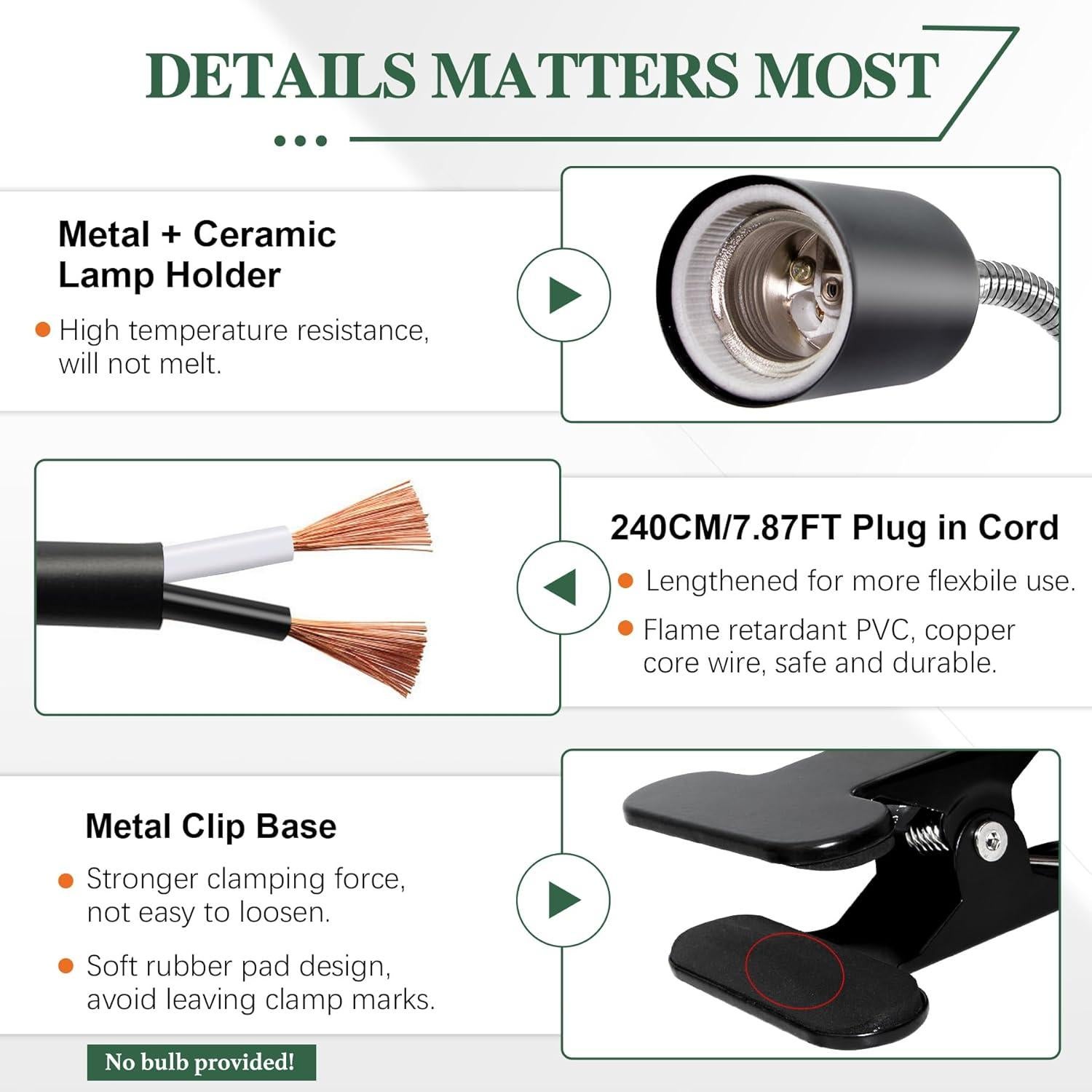 Lámpara de Calor E27 Puanticn para Reptiles y Plantas 75W