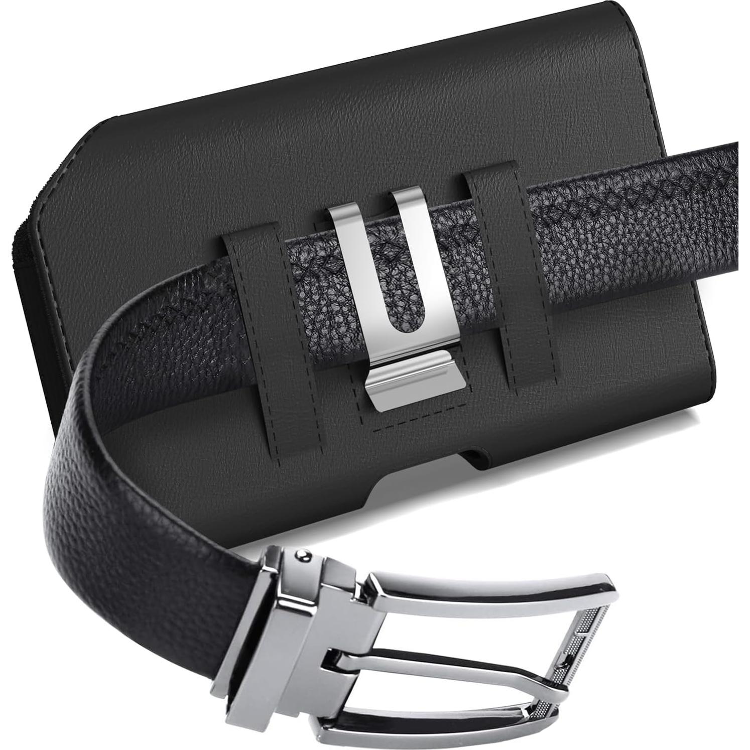 Funda de cuero CoverON con clip para cinturón para TCL y Nokia