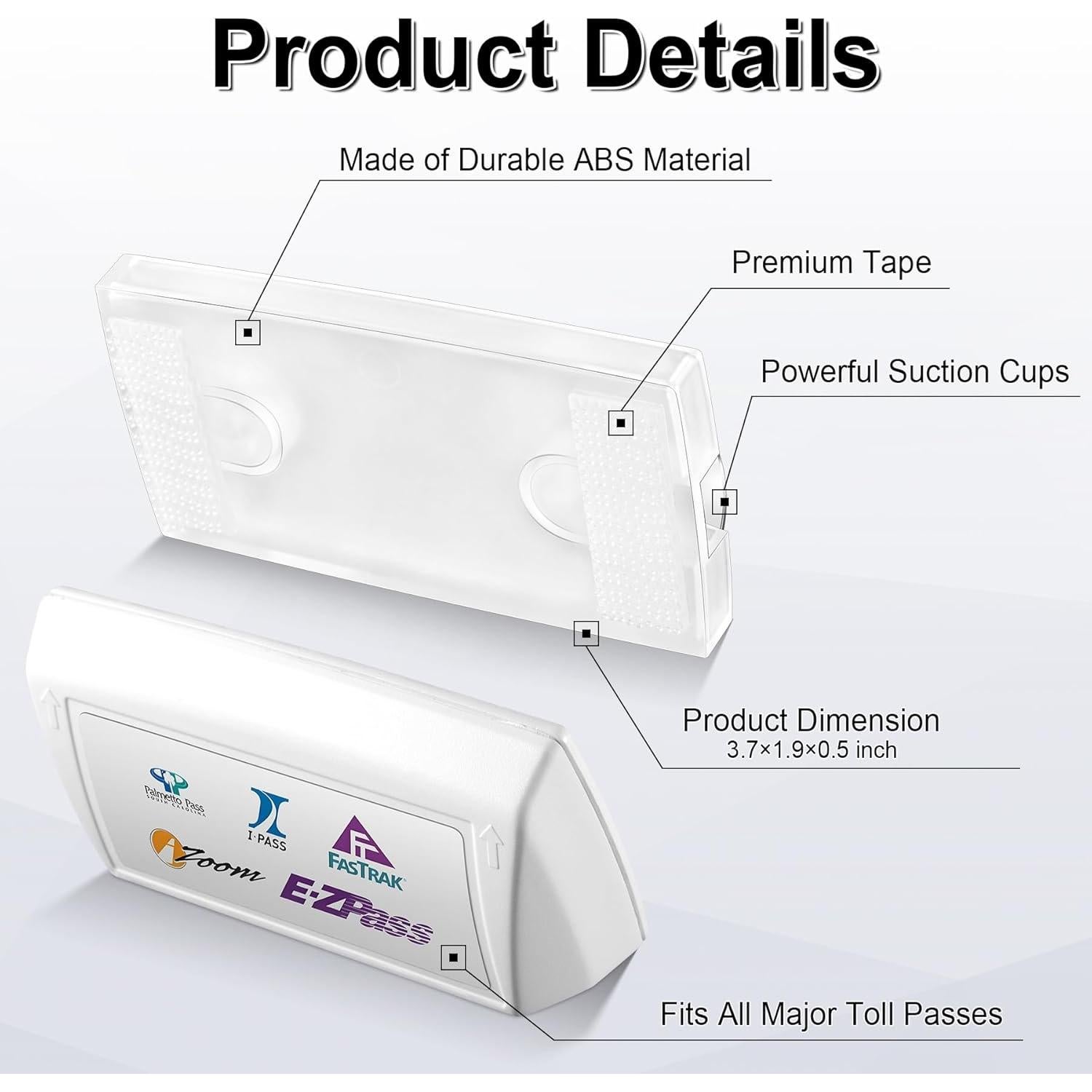 Soporte EZ Pass JUSTTOP para parabrisas con ventosas fuertes