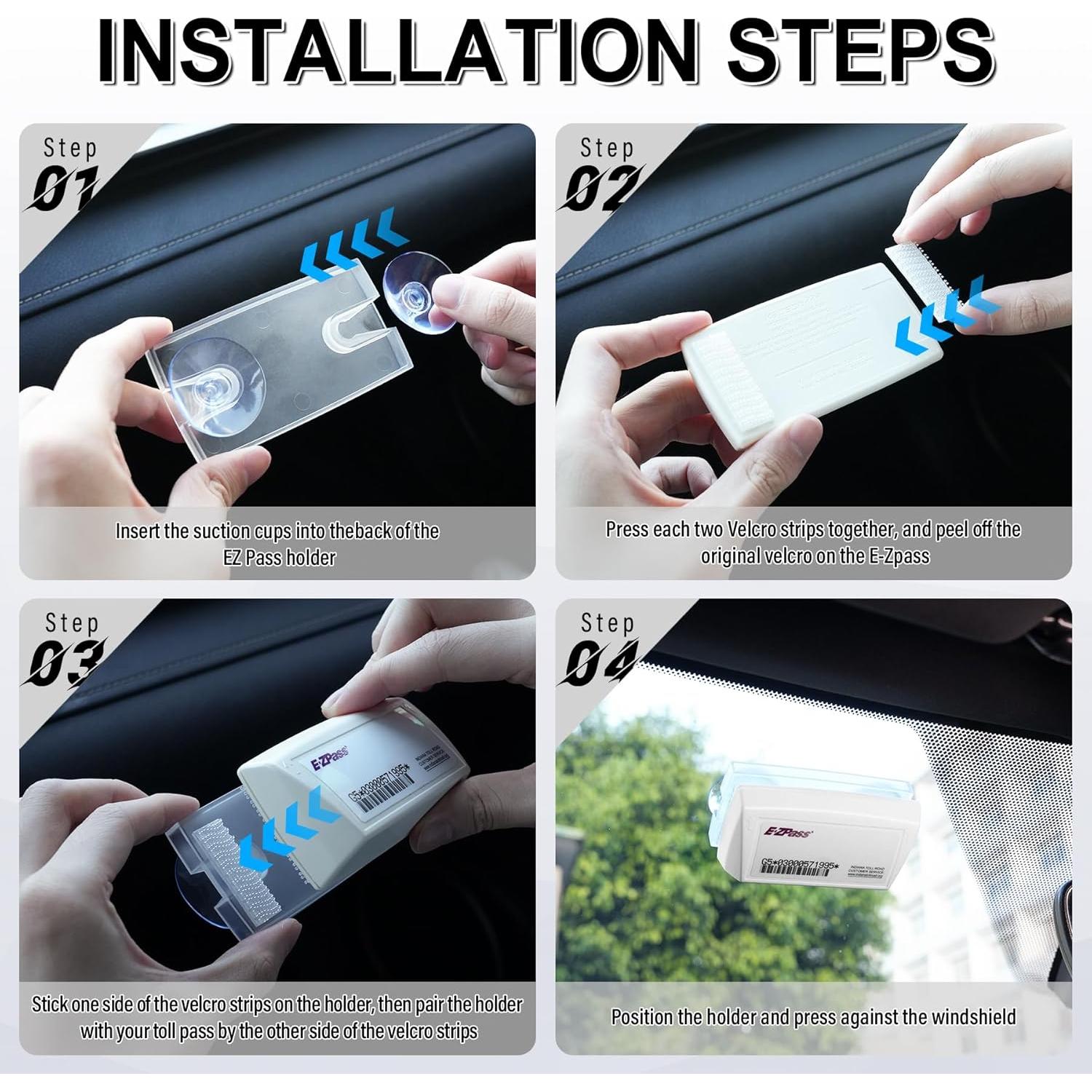 Soporte EZ Pass JUSTTOP para parabrisas con ventosas fuertes