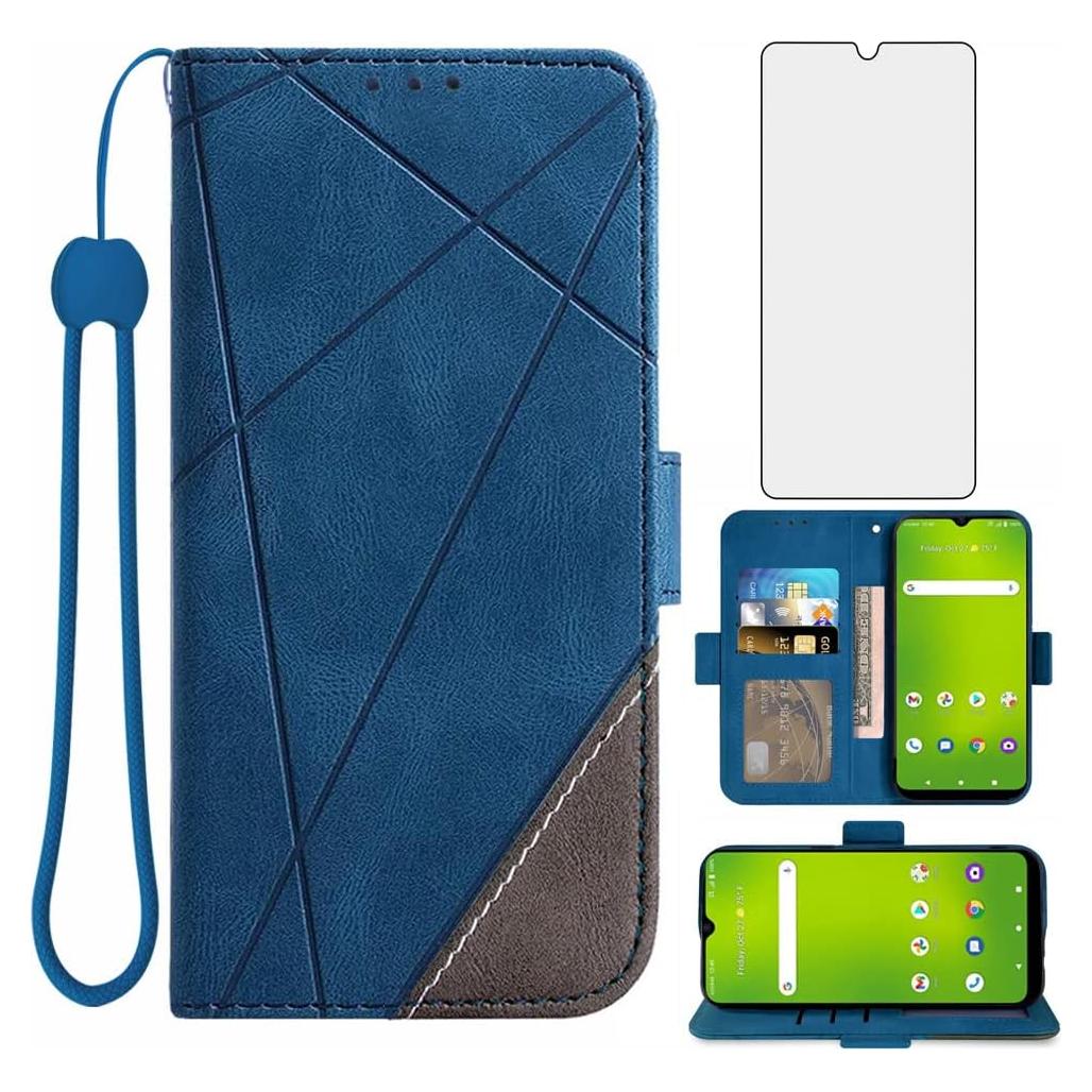 Funda de Cartera Asuwish para Cricket Icon 3/Splendor/AT&T Motivate 2 Azul