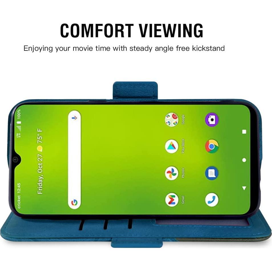 Funda de Cartera Asuwish para Cricket Icon 3/Splendor/AT&T Motivate 2 Azul