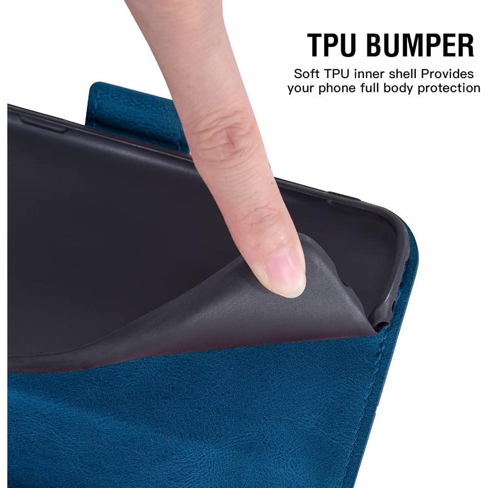 Funda de Cartera Asuwish para Cricket Icon 3/Splendor/AT&T Motivate 2 Azul