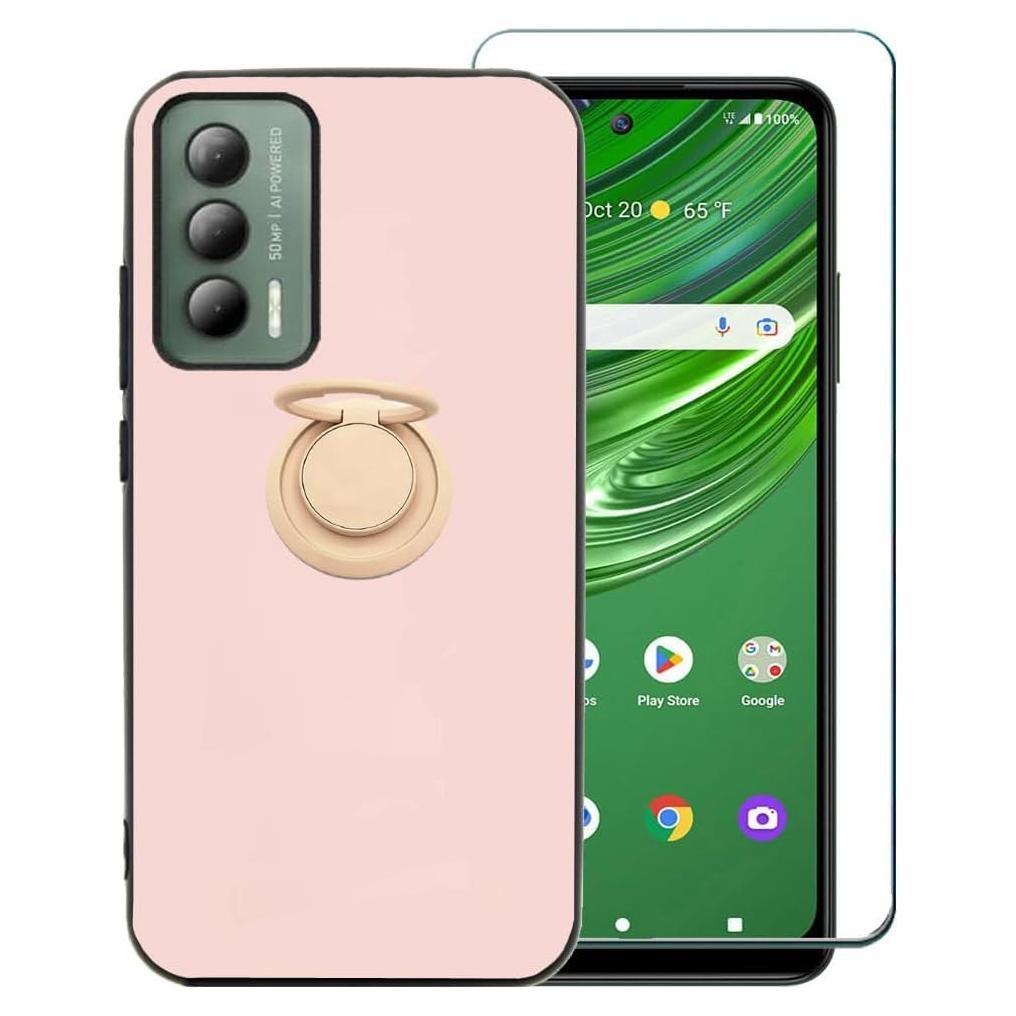 Funda TPU Rosa con Soporte 360° para AT&T Jetmore / Cricket Outlast