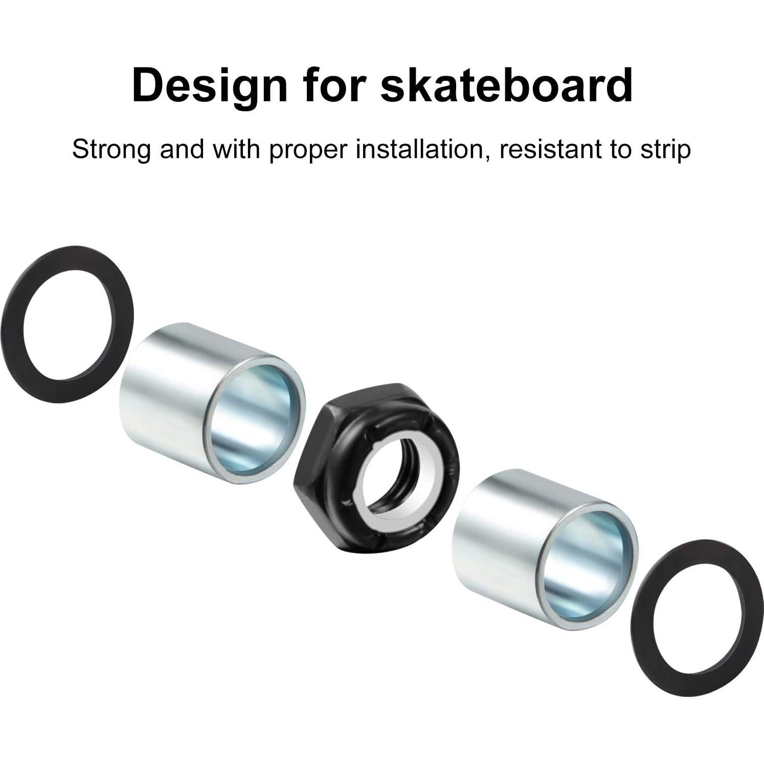Kit de Hardware para Skateboard Hotop 56 Piezas - Espaciadores, Tuercas y Anillos
