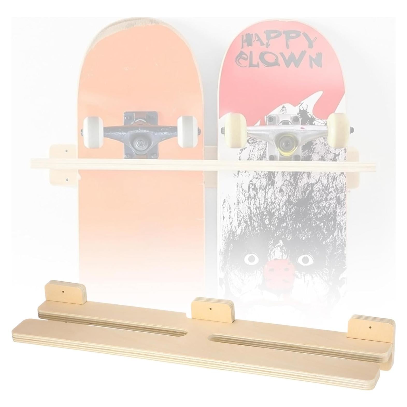 Soporte de Pared para Skateboard Halloscume YUU2275 Madera 2 Tablas