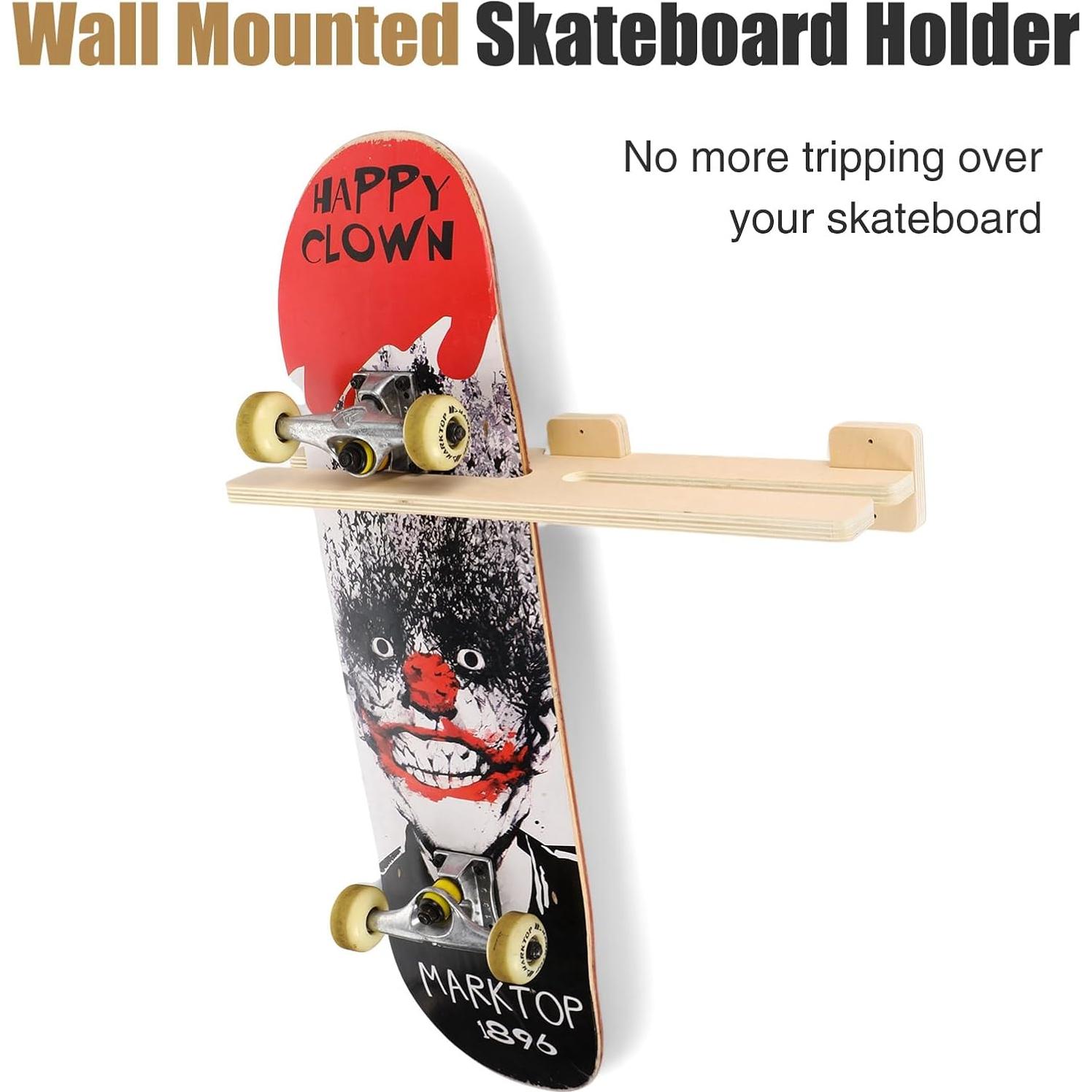 Soporte de Pared para Skateboard Halloscume YUU2275 Madera 2 Tablas