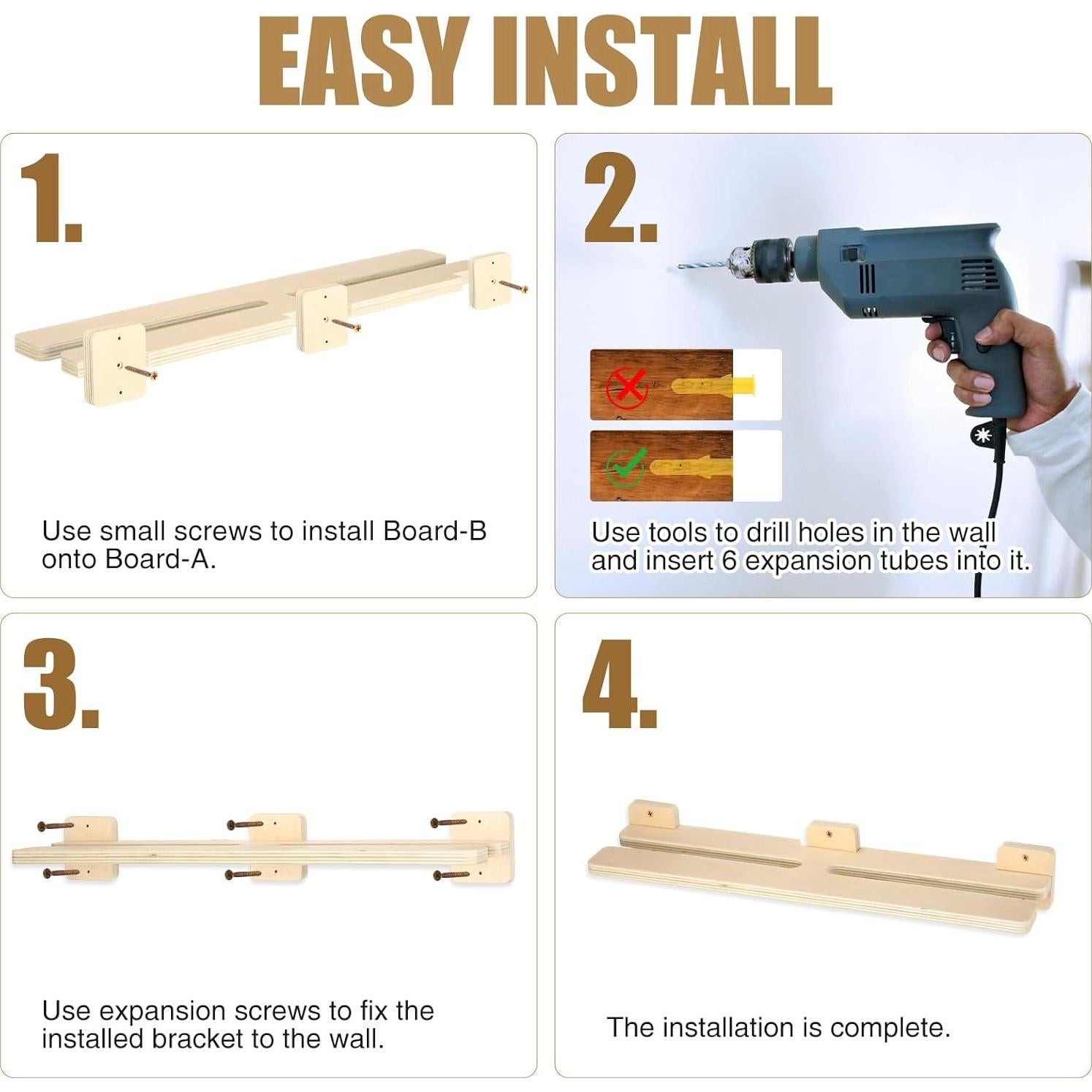 Soporte de Pared para Skateboard Halloscume YUU2275 Madera 2 Tablas