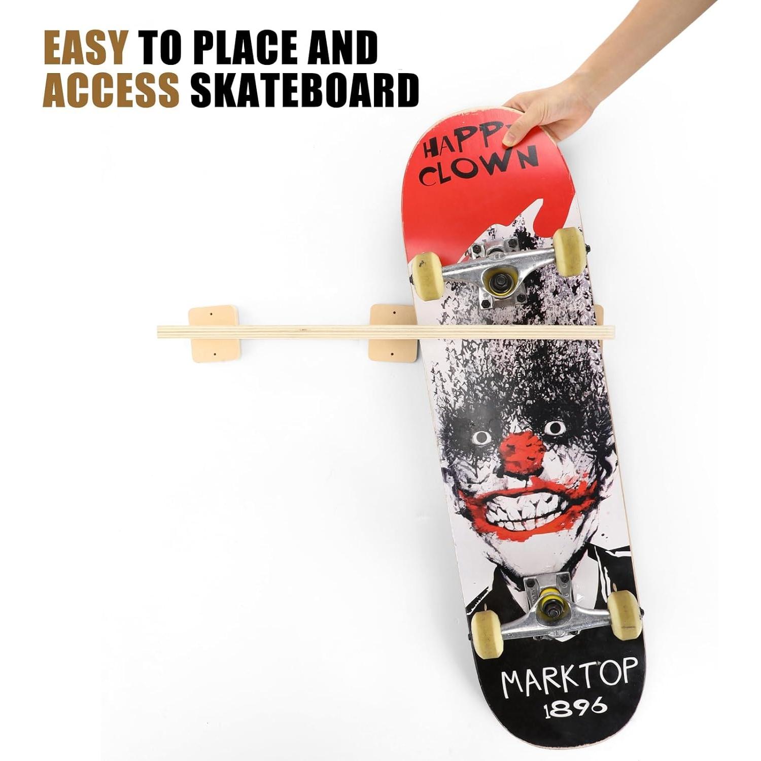 Soporte de Pared para Skateboard Halloscume YUU2275 Madera 2 Tablas