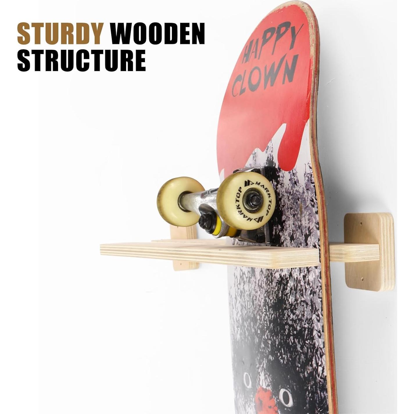 Soporte de Pared para Skateboard Halloscume YUU2275 Madera 2 Tablas