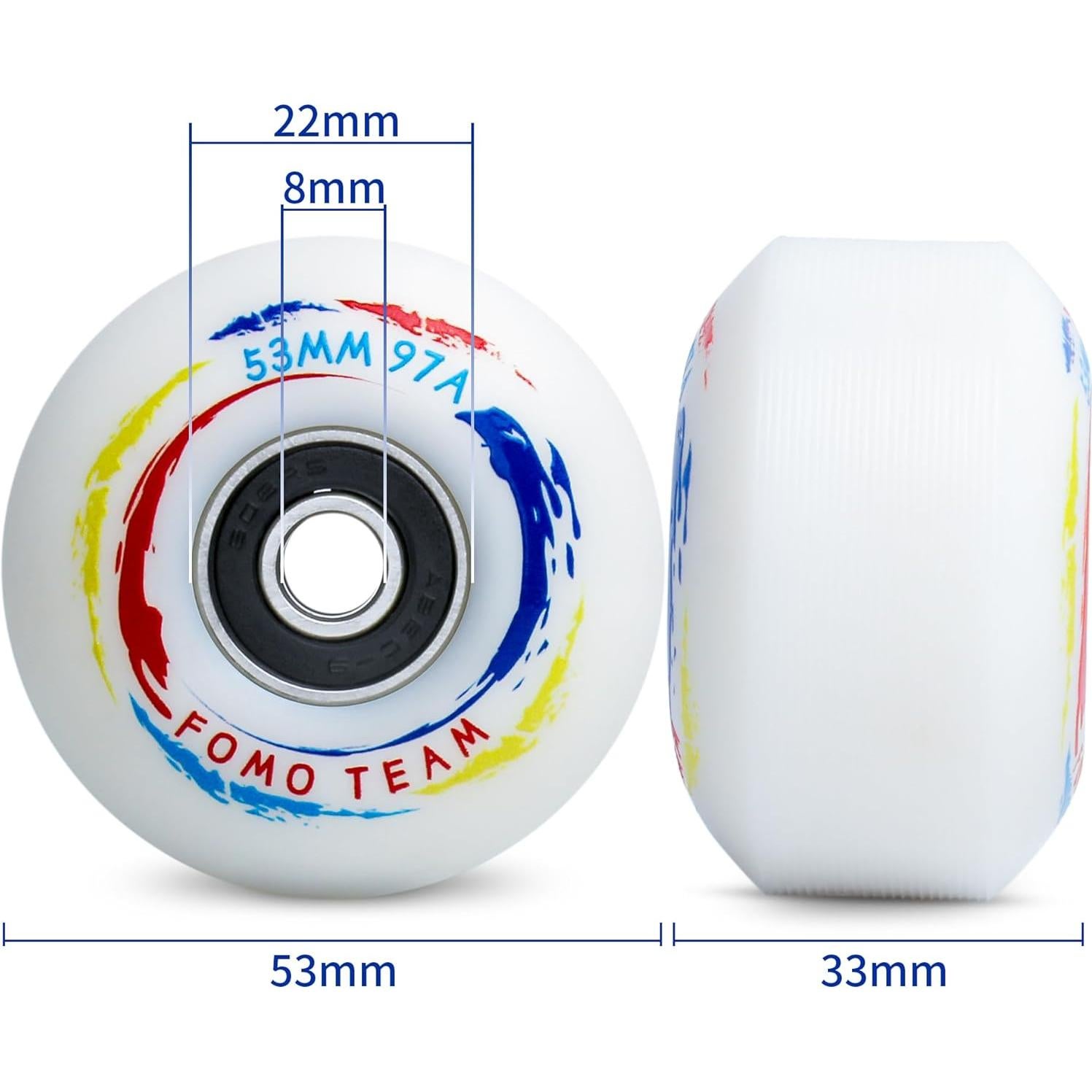 Ruedas de Patineta Fomo Team 53mm 97A con Rodamientos ABEC-9