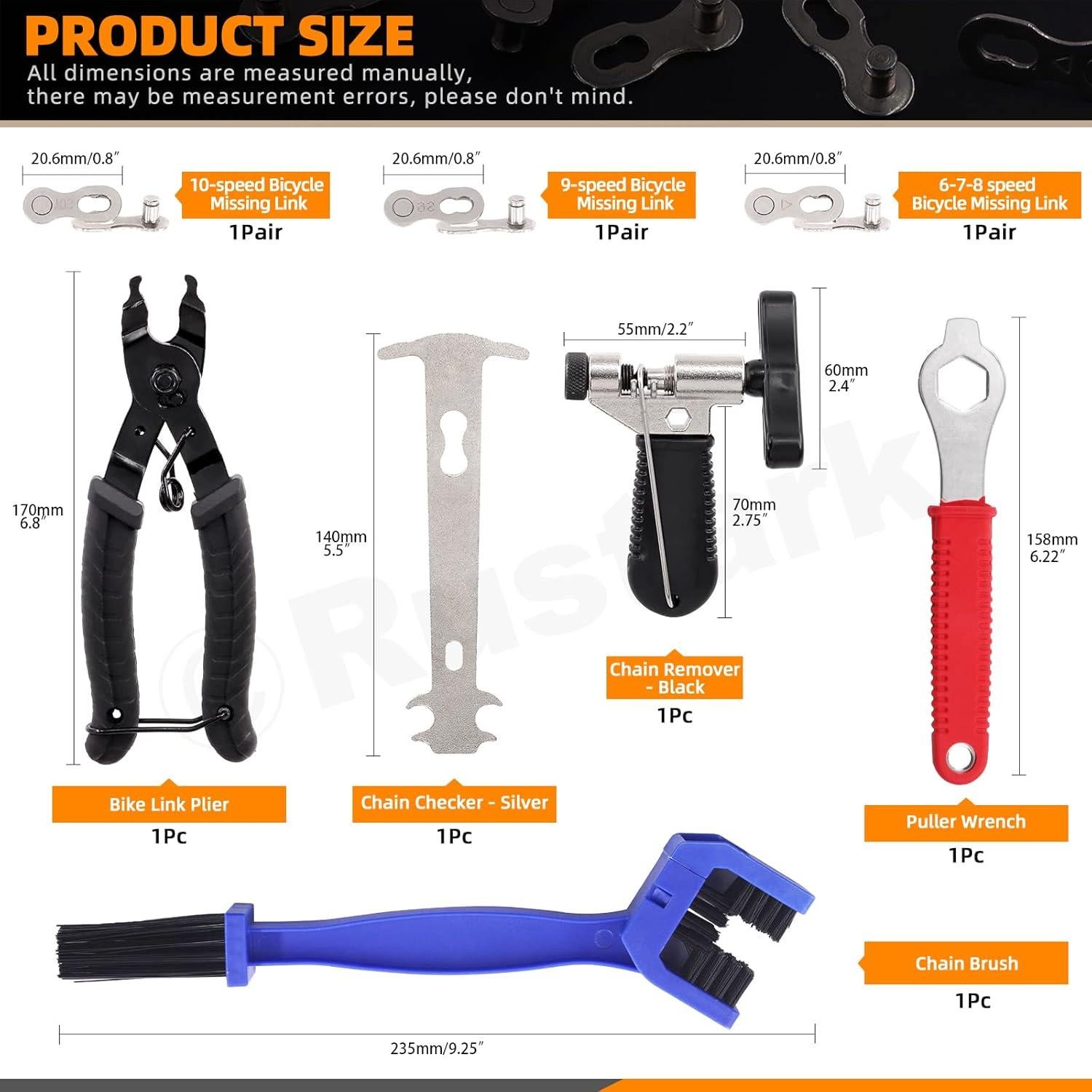 Kit de Herramientas de Reparación de Cadena Rustark 12 Piezas