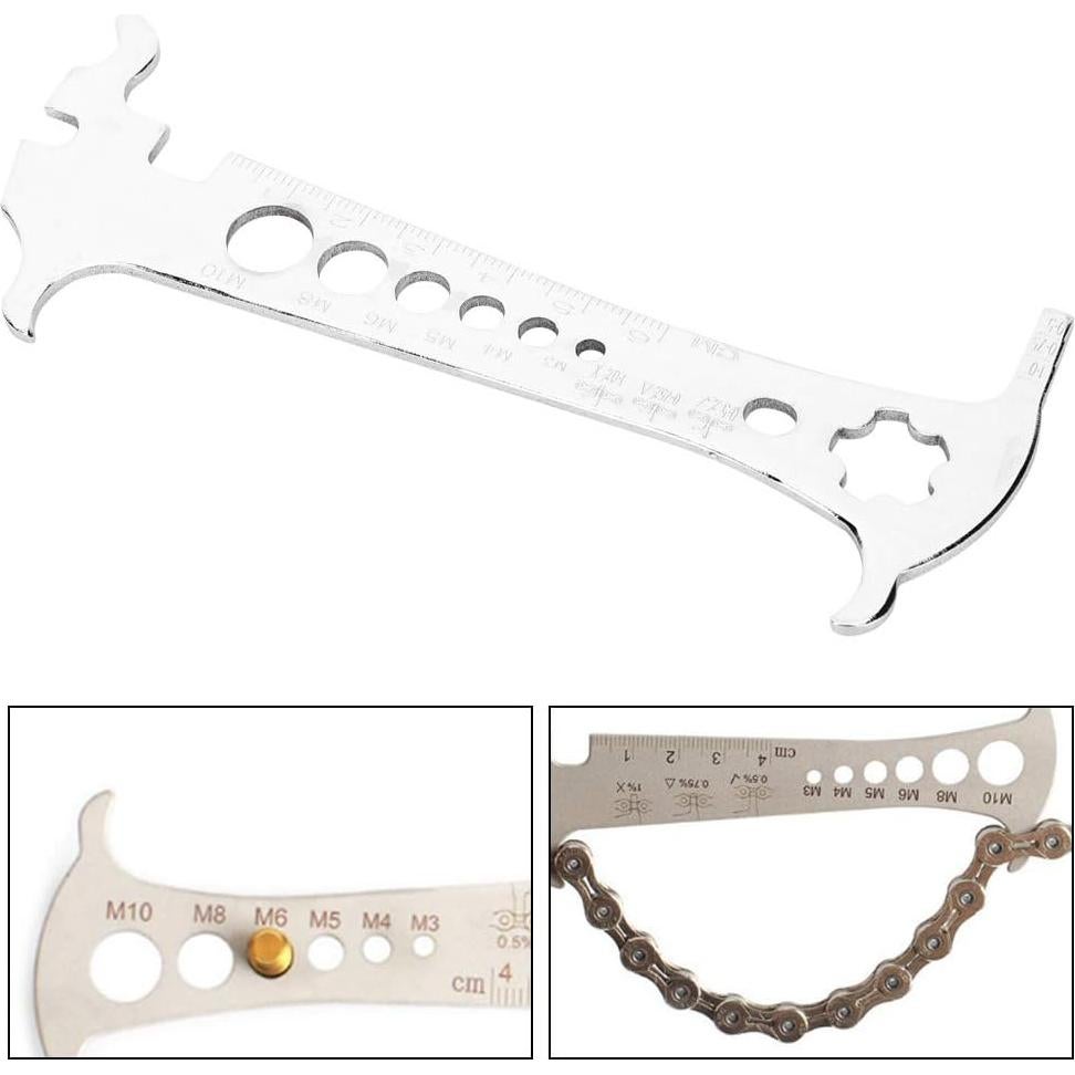 Medidor de Cadena de Bicicleta Segrehy 6 en 1 Acero Inoxidable