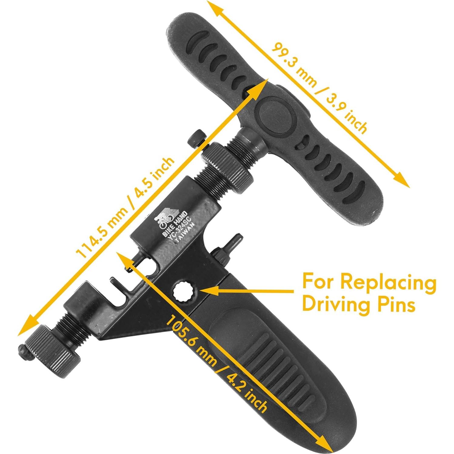 Herramienta de ruptura de remaches BikeHand YC-324SC para cadenas de 1 a 12 velocidades