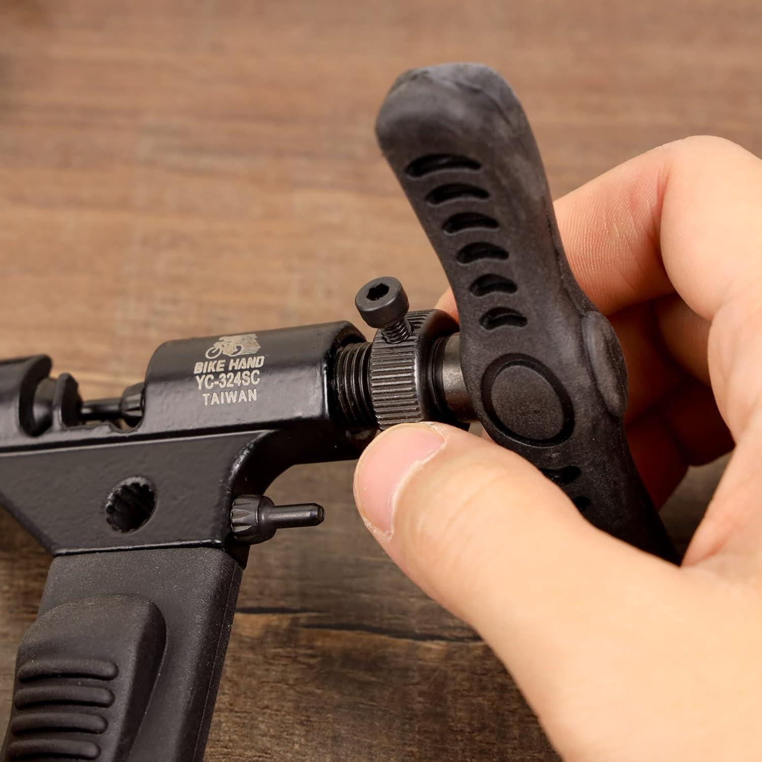 Herramienta de ruptura de remaches BikeHand YC-324SC para cadenas de 1 a 12 velocidades