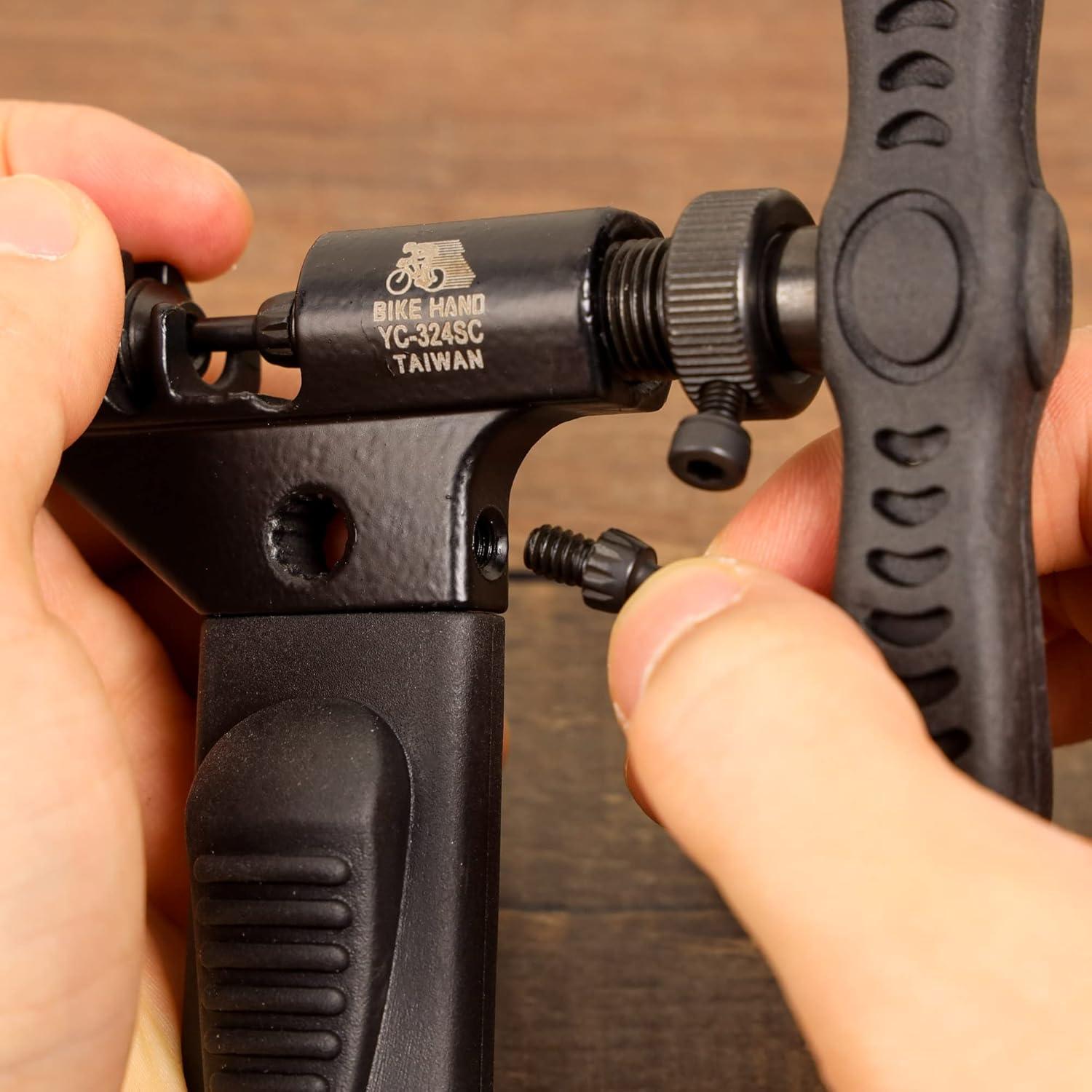 Herramienta de ruptura de remaches BikeHand YC-324SC para cadenas de 1 a 12 velocidades