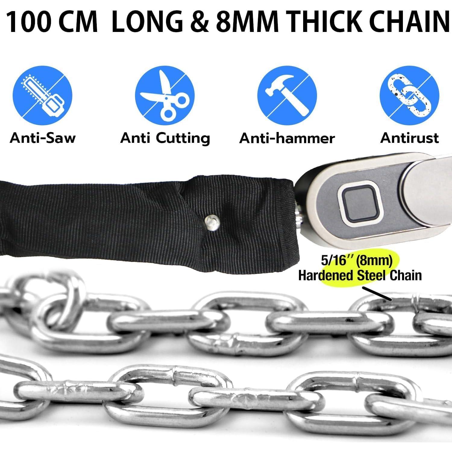 Candado de Cadena Biométrico Dhiedas 1.0m Acero 8mm