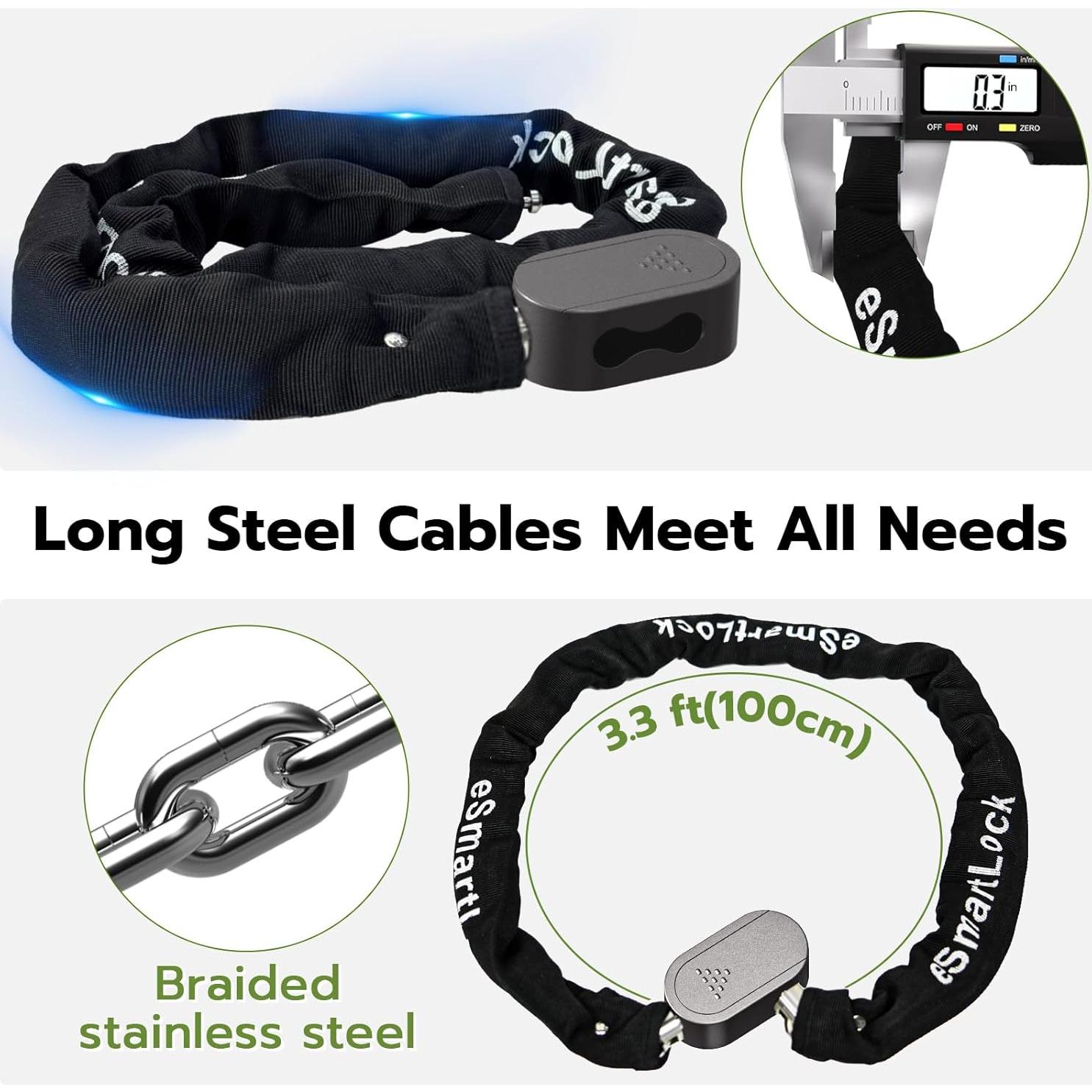 Candado de Cadena Biométrico Dhiedas 1.0m Acero 8mm