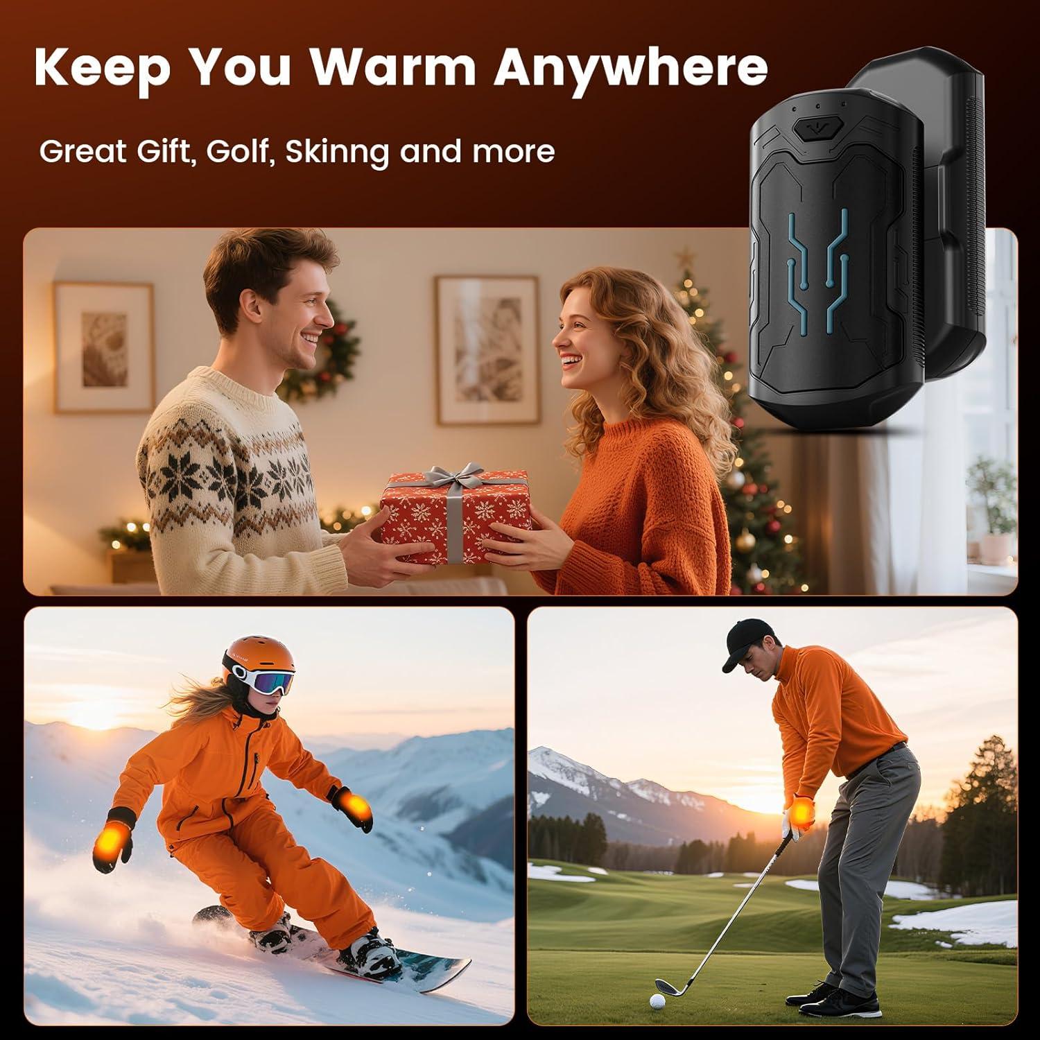 Calentadores de Manos Recargables AIXPI, 2 Unidades, 6000mAh